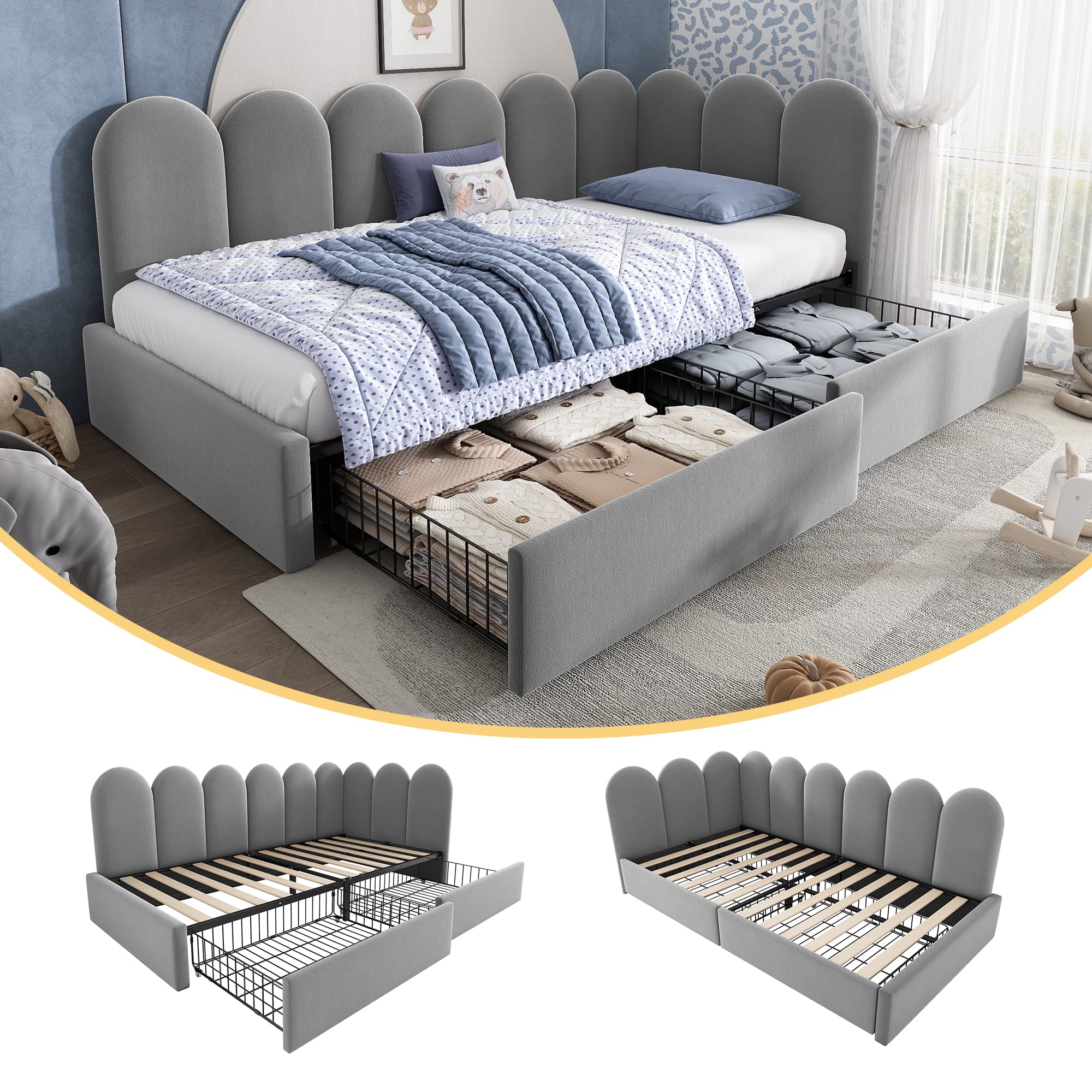 Velvet Daybed, Sofa & Storage Bed