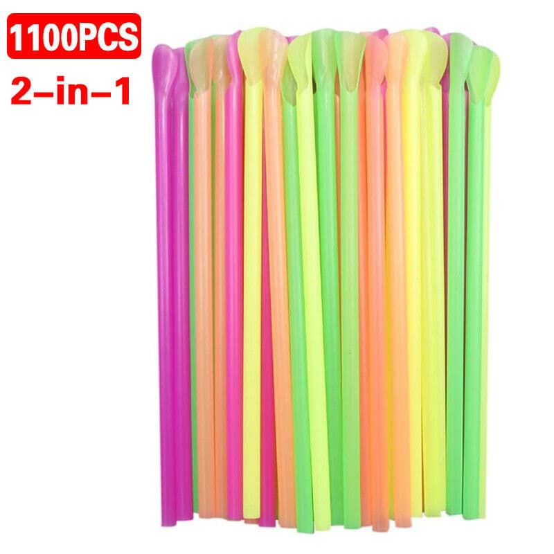 1100 Multicoloured Spoon Straws for Effortless Sipping