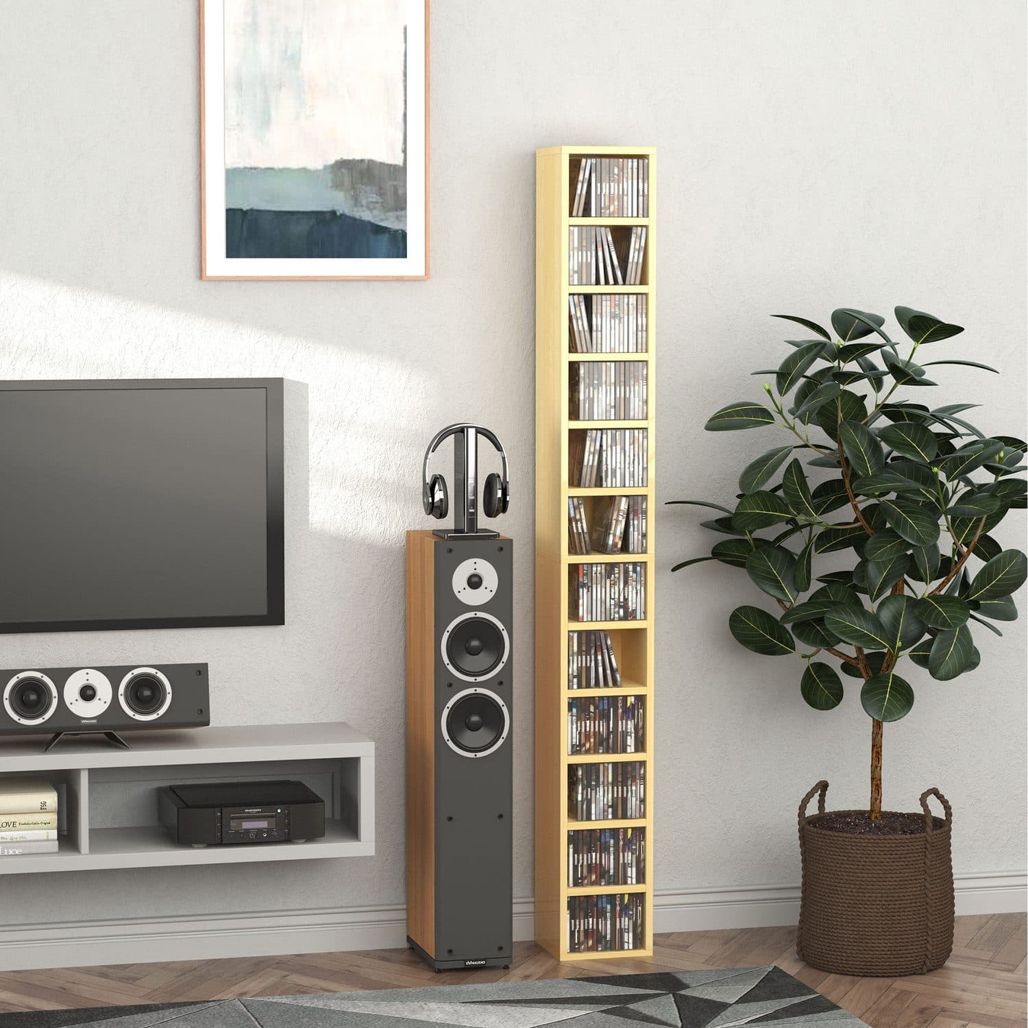Tall Slim 204-CD Media Storage Tower in Oak Tone - image 2