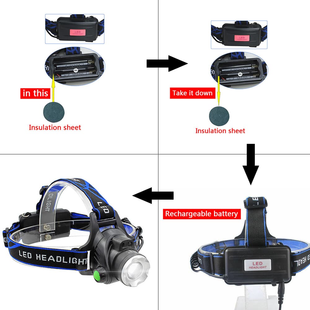 Zoomable LED Head Torch — 3 Modes with 2 Batteries Included - image 6