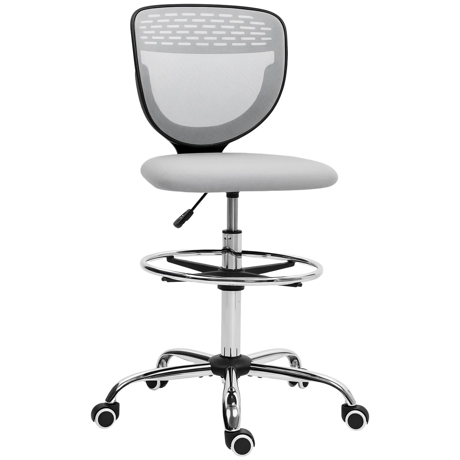 Ergonomic Light Grey Draughtsman Chair for Tall Desks - Light Grey
