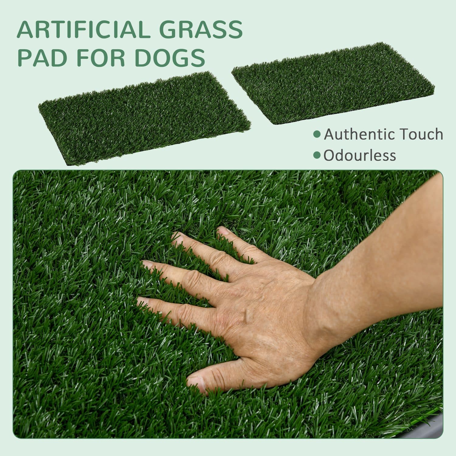 PawHut Dog Grass Toilet Pad with Drain Tray, 2 Packs, 67 x 41cm - image 4
