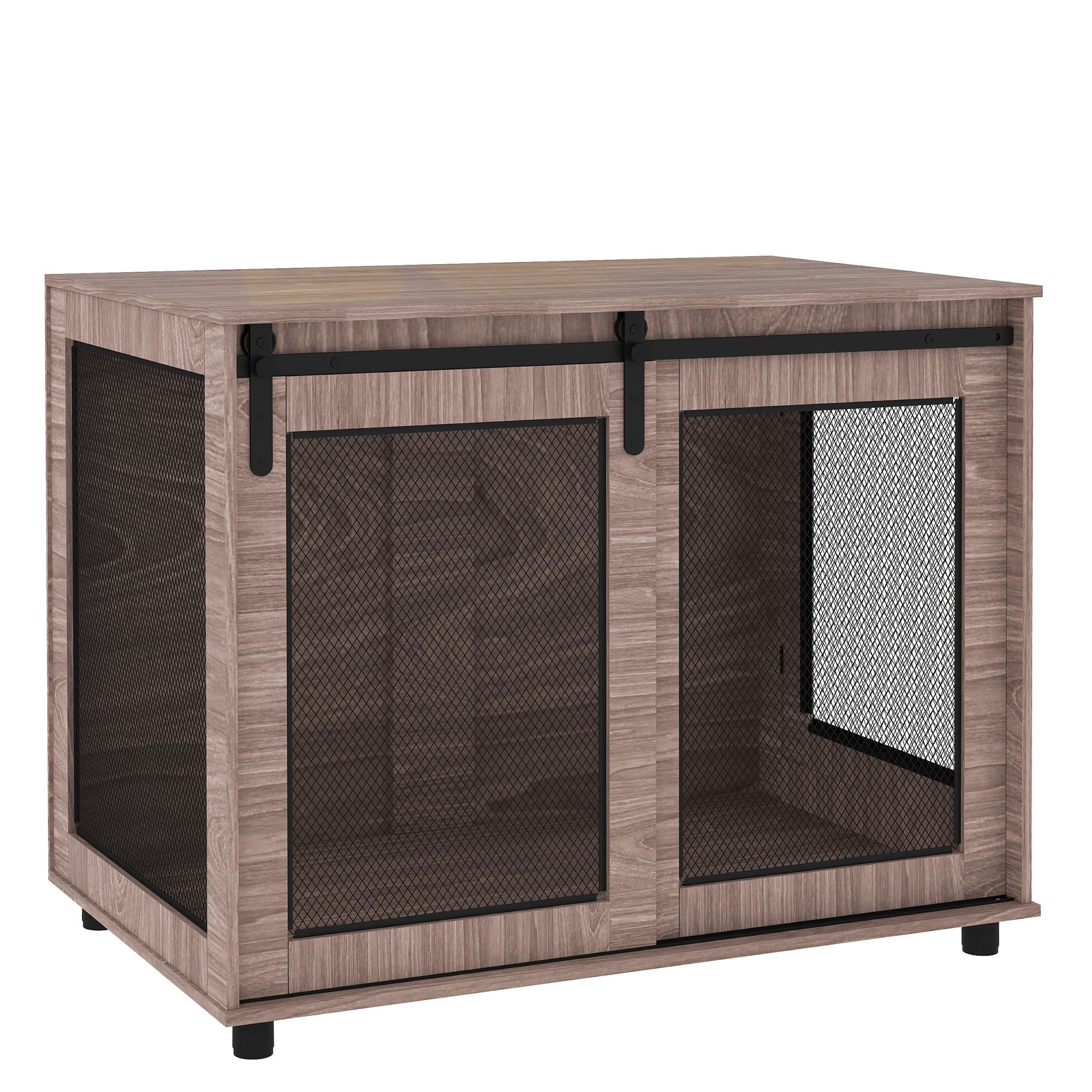 Furniture-Style Dog Crate with Barn Door for Large Dogs