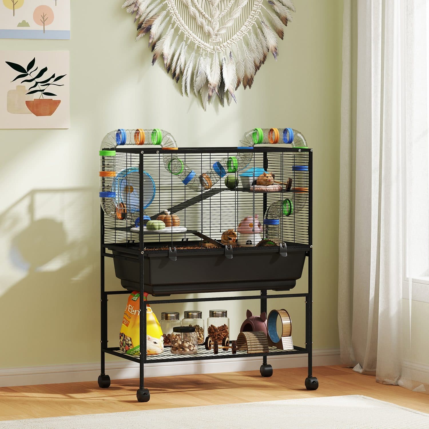 PawHut Rolling Hamster Cage for Syrian Hamsters & Rats - image 5