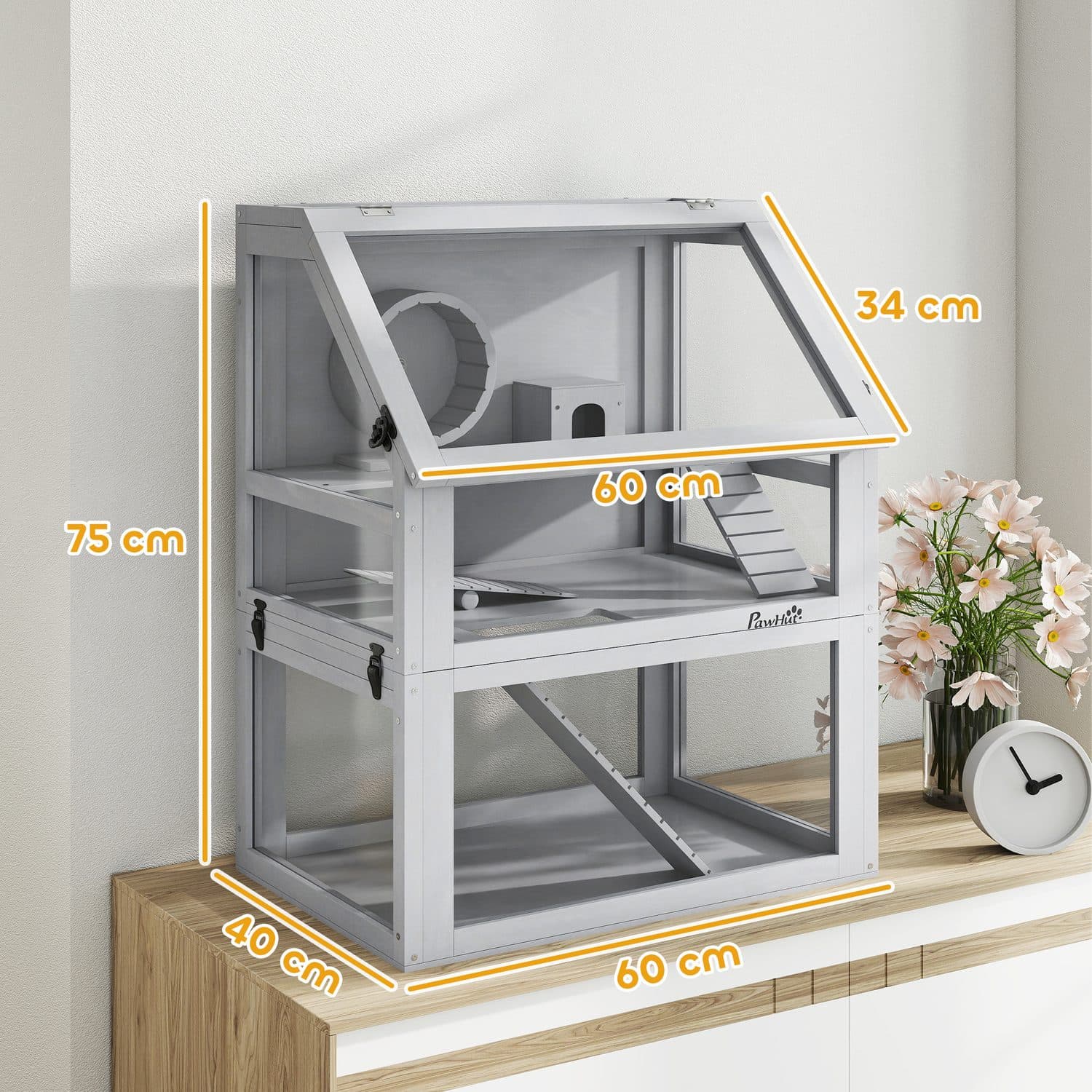 PawHut 3-Tier Hamster Cage with Detachable Deep Bottom - image 3