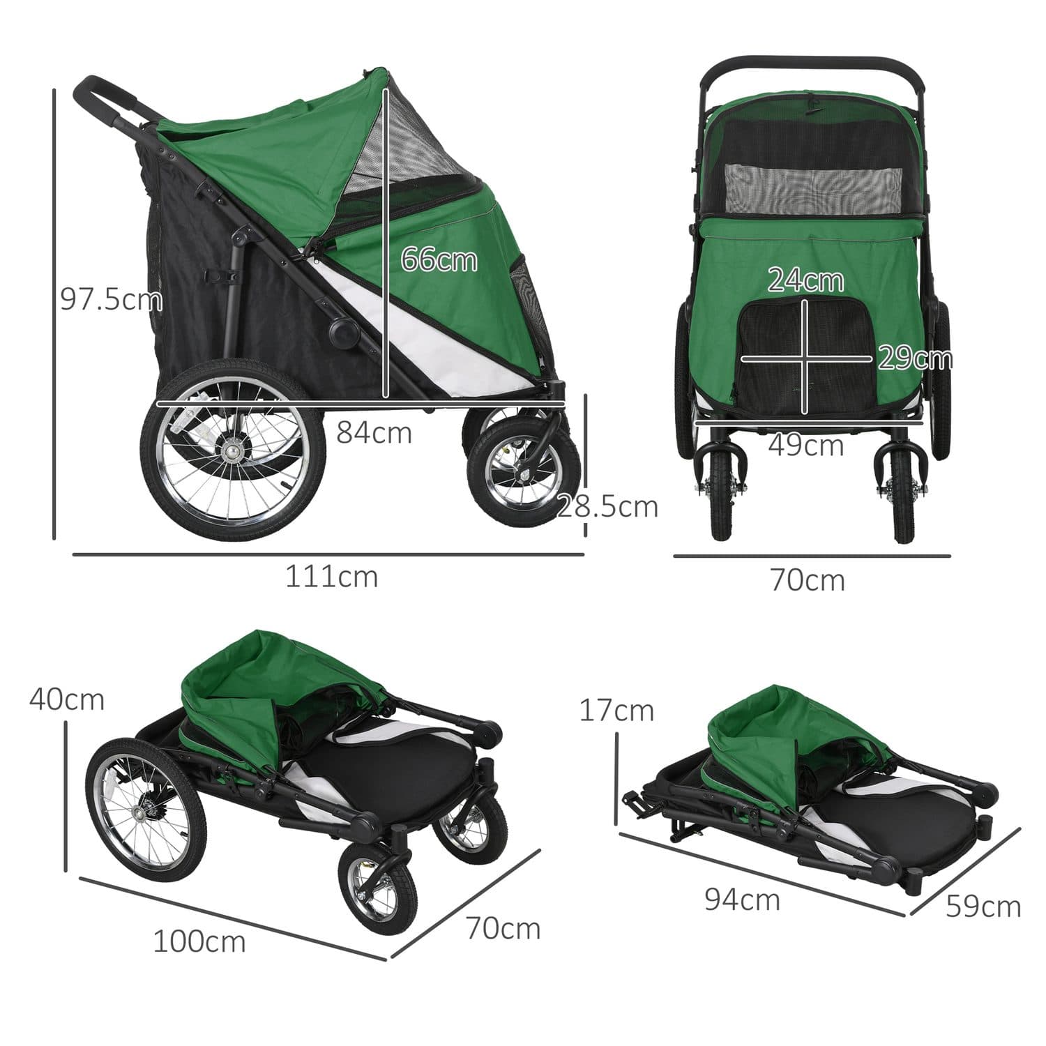 Foldable Pet Stroller for Large Dogs with Safety Leash - image 3