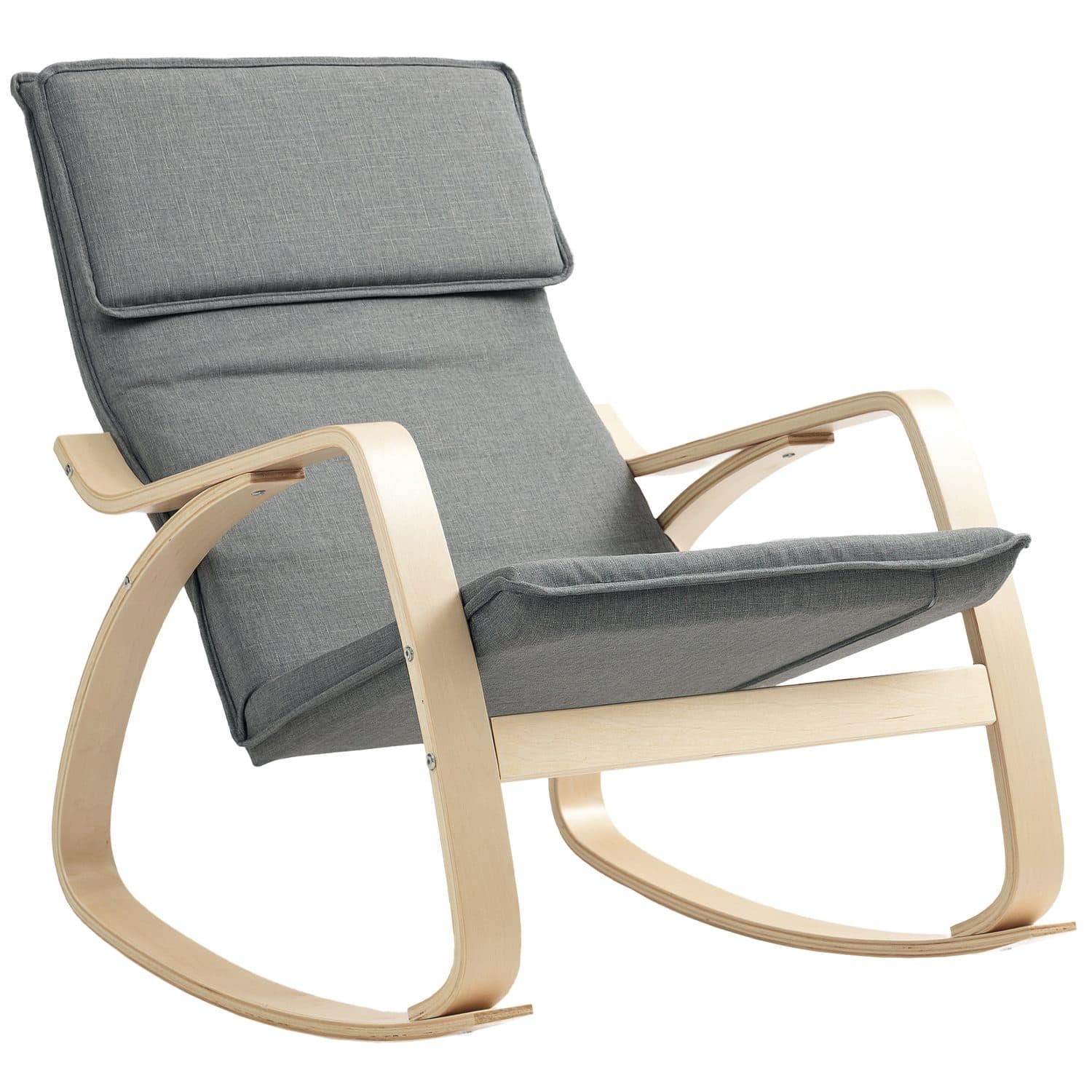 Modern Grey Upholstered Rocking Chair for Ultimate Relaxation - Grey