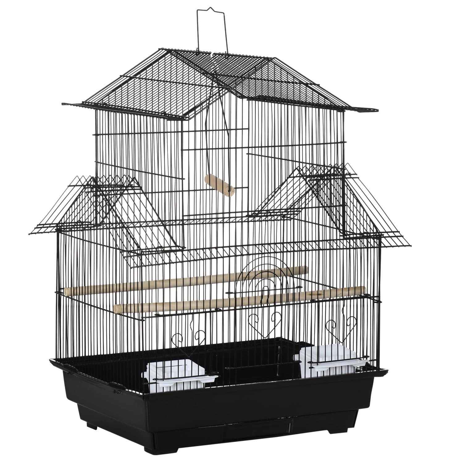Metal Bird Cage with Swing, Perches and Pull-Out Tray