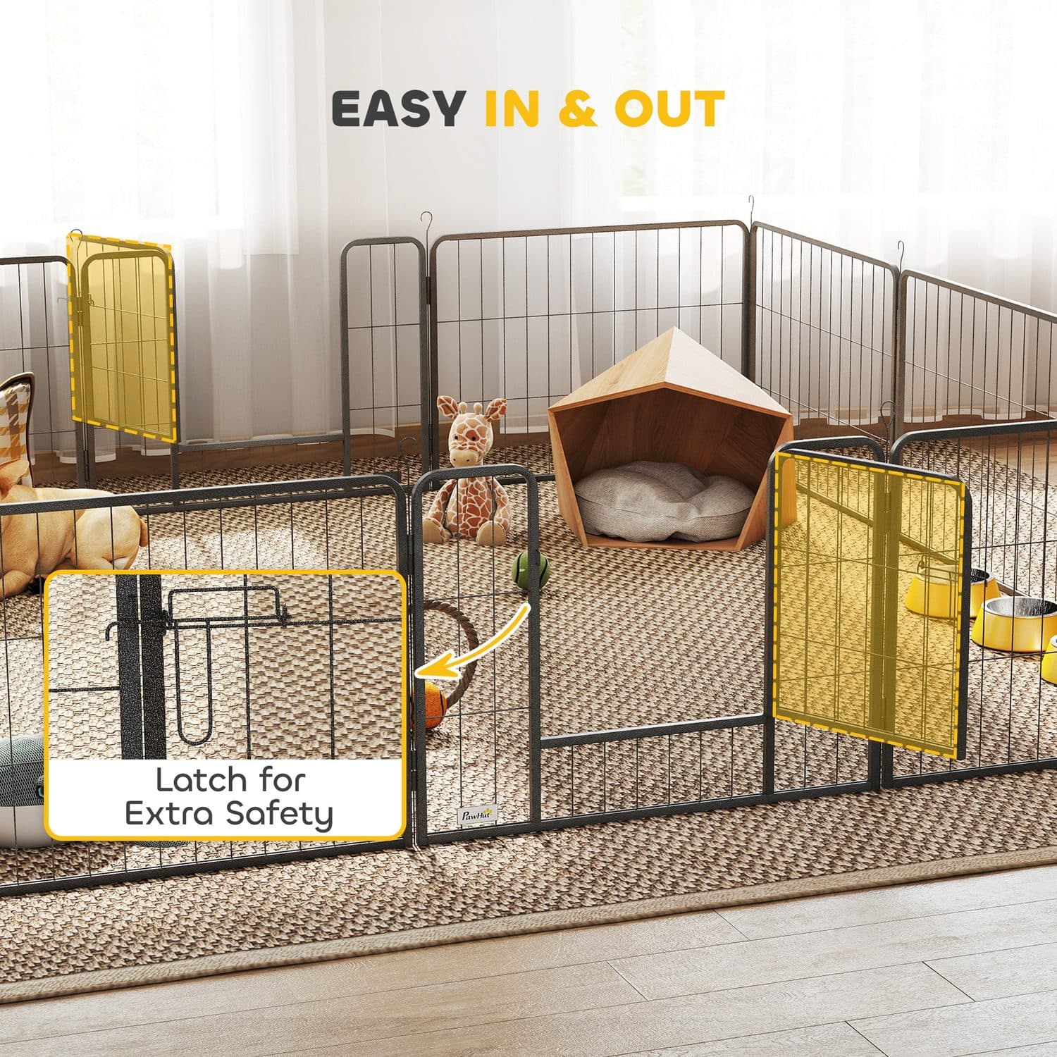 PawHut 12 Panel Heavy Duty Puppy Playpen, Silver - image 3