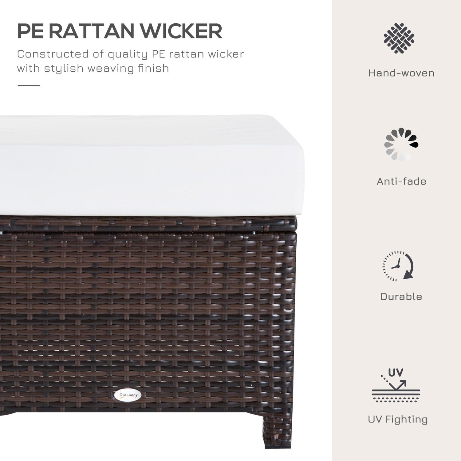 Relax in Style with this Premium Brown Rattan Garden Footstool - image 5