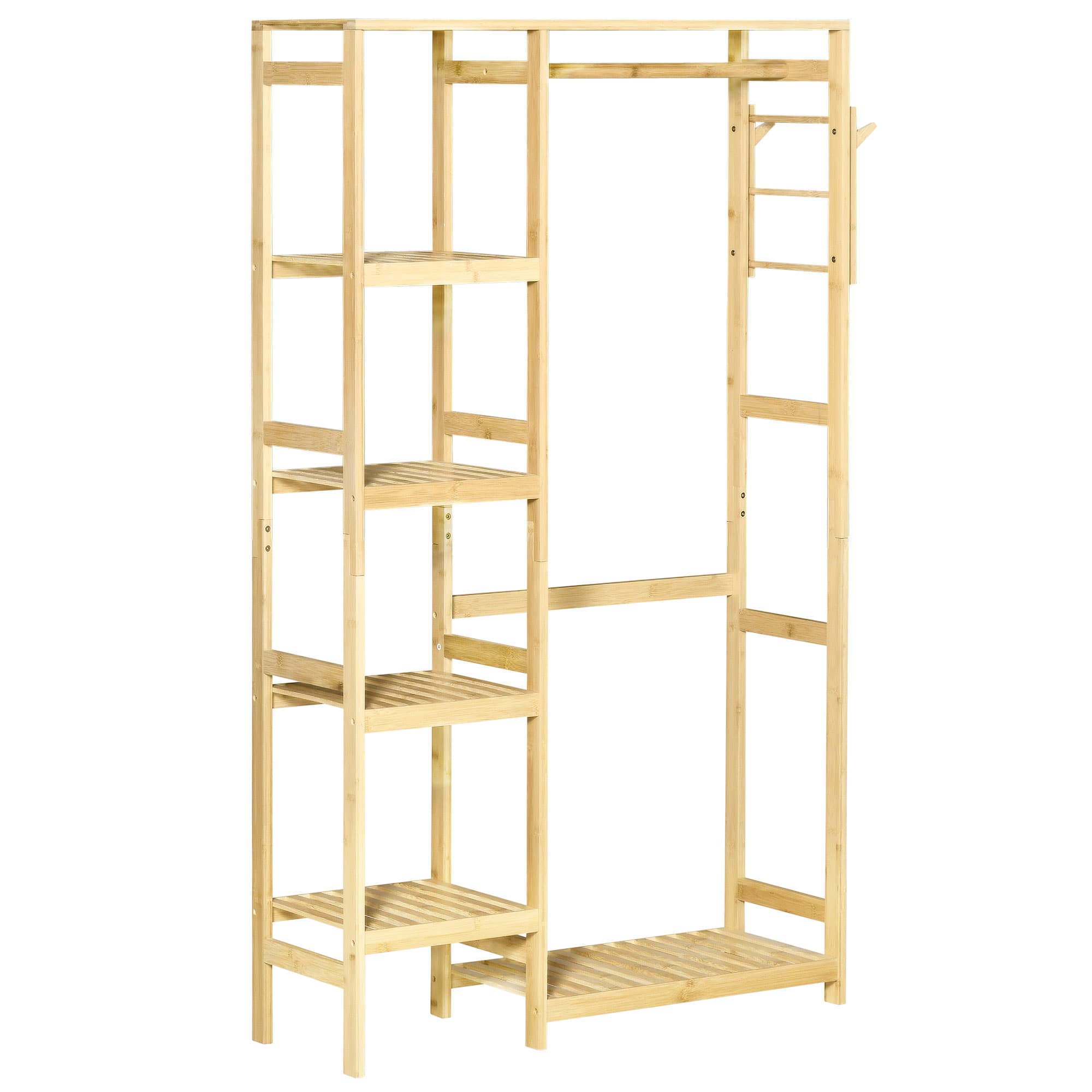 Natural Bamboo Clothes Rack - Natural wood finish