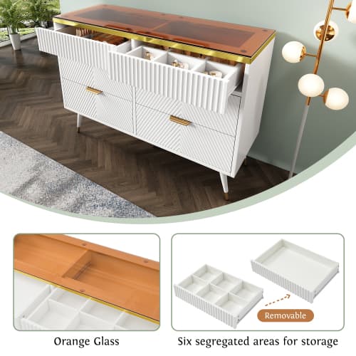Contemporary White 6-Drawer Sideboard Cabinet - image 10