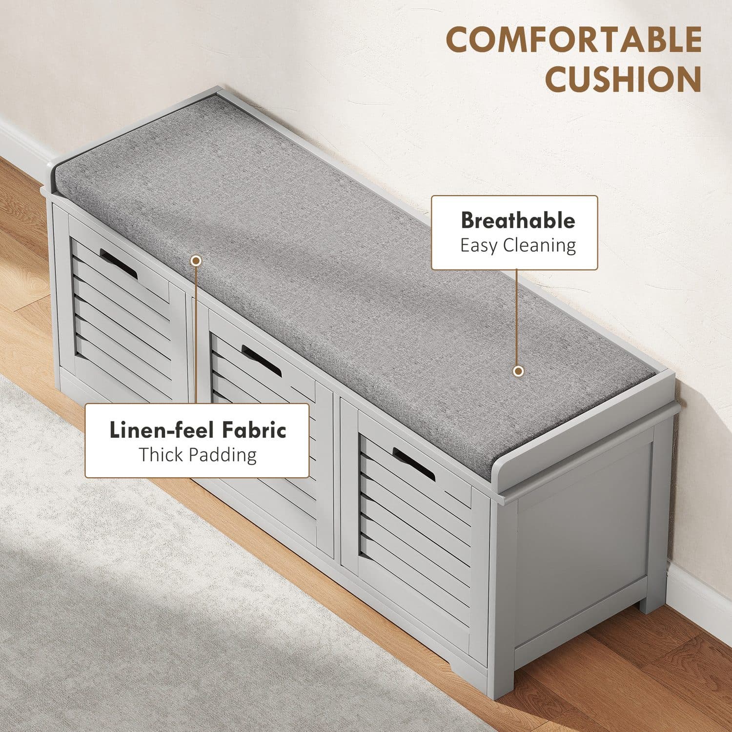 Grey Shoe Storage Bench - image 3