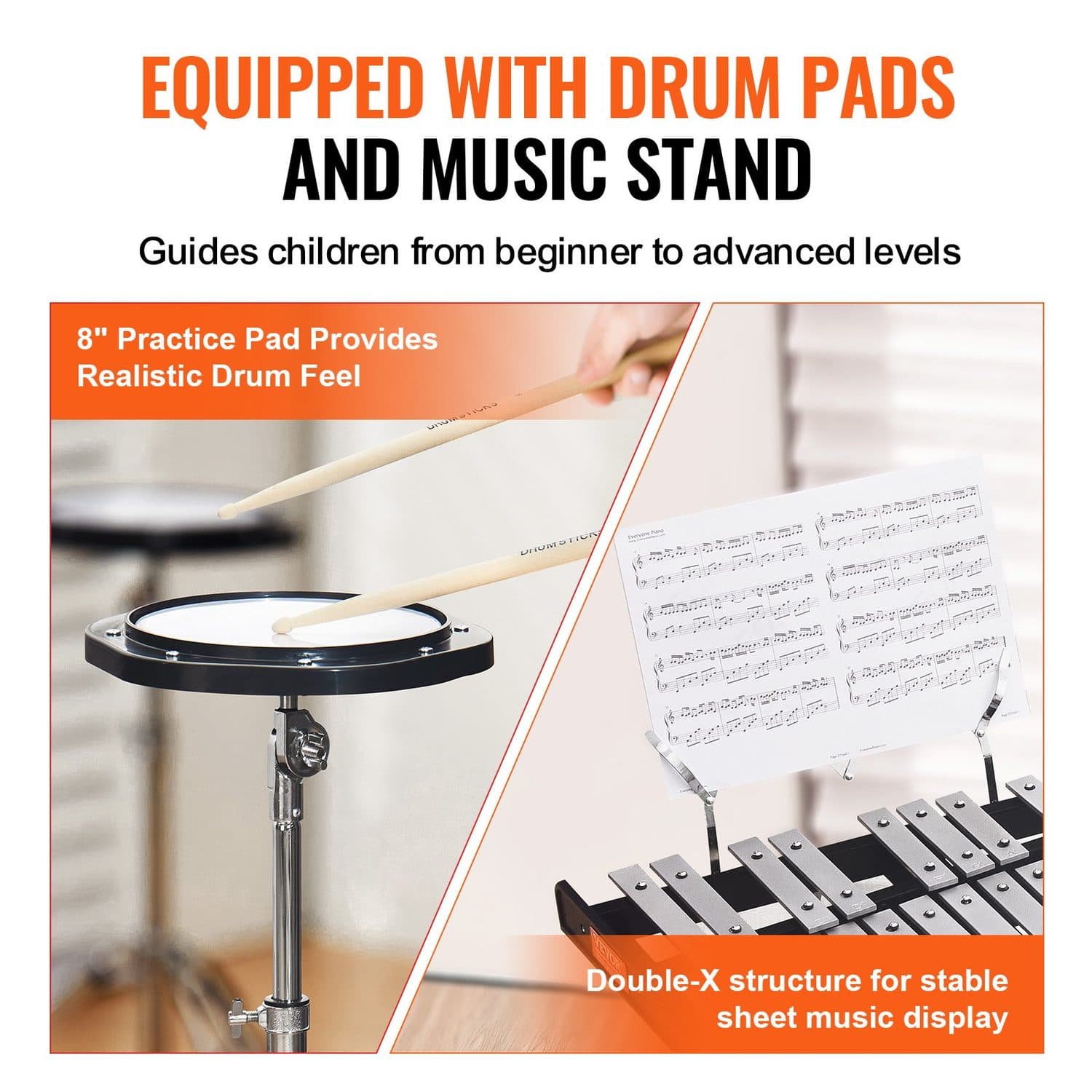 Complete 30-Tone Glockenspiel Kit with Adjustable Stand & Practice Pad - image 4