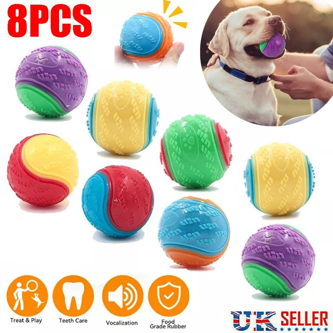 Squeaky Dog Balls, Set of 8, for Chewing and Play - image 7