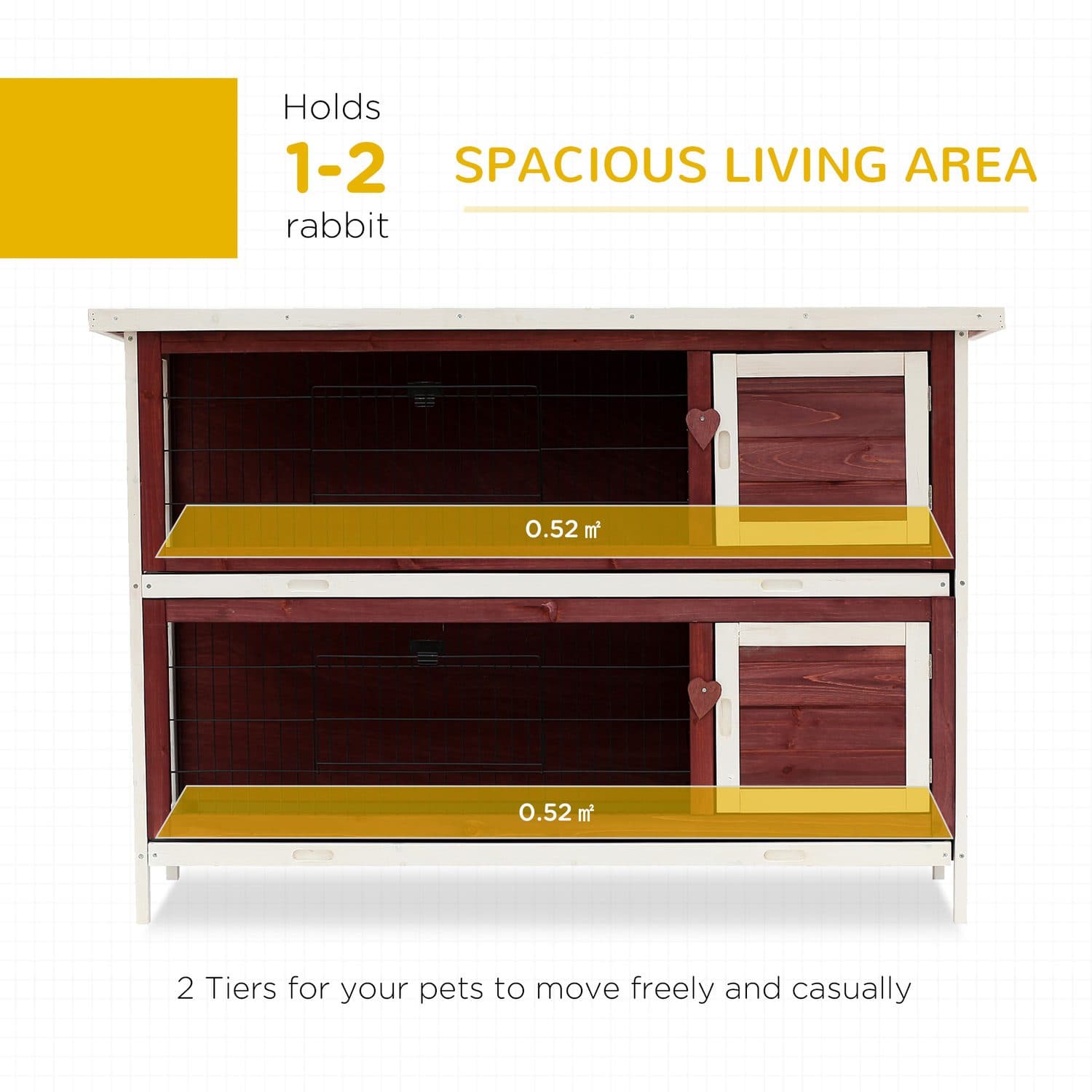 PawHut 2-Tier Outdoor Bunny Hutch with No-Leak Trays - image 4