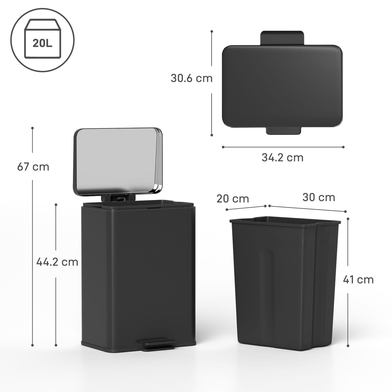 Compact 20L Pedal Bin for Quiet Kitchen Waste - image 2