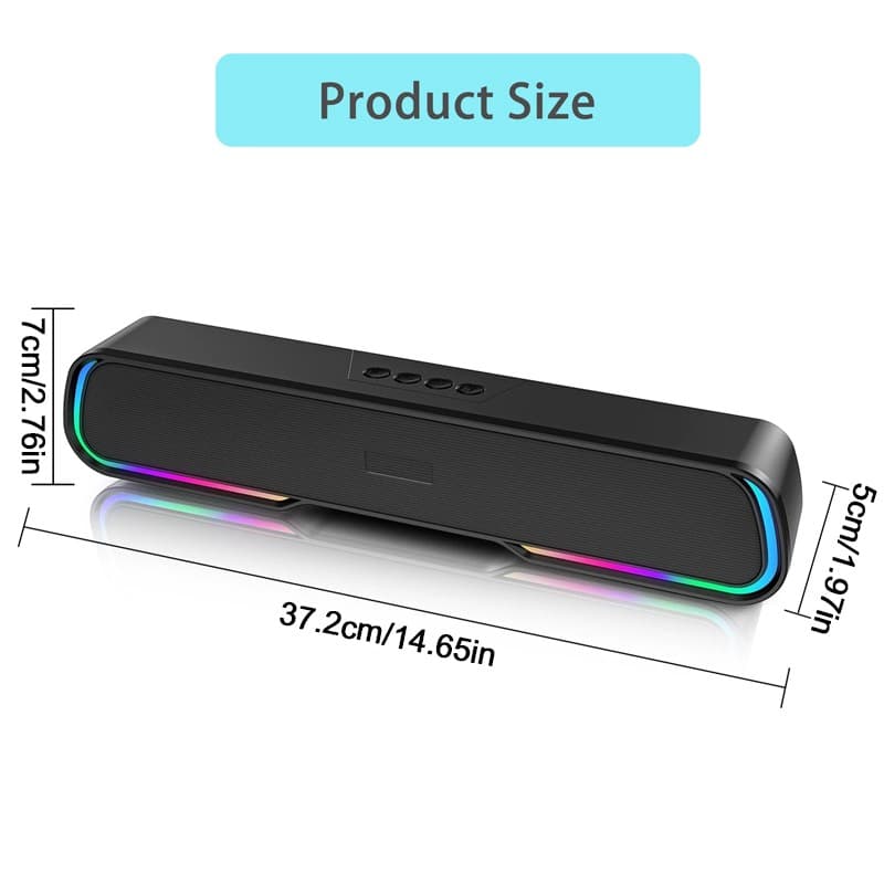 Portable TV Soundbar with Bluetooth and Dynamic RGB Lights - Default
