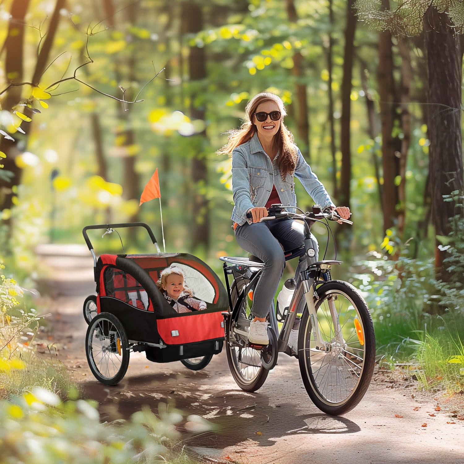 2-Seat Bike Trailer with Safety Harness for Children - image 1