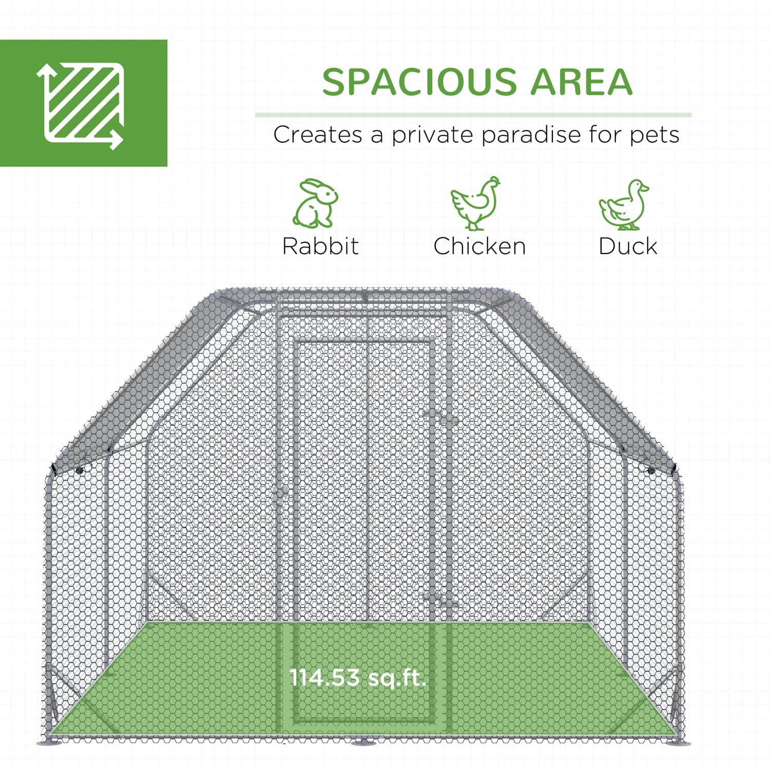 PawHut Chicken Run with Roof for 10-12 Chickens - image 4