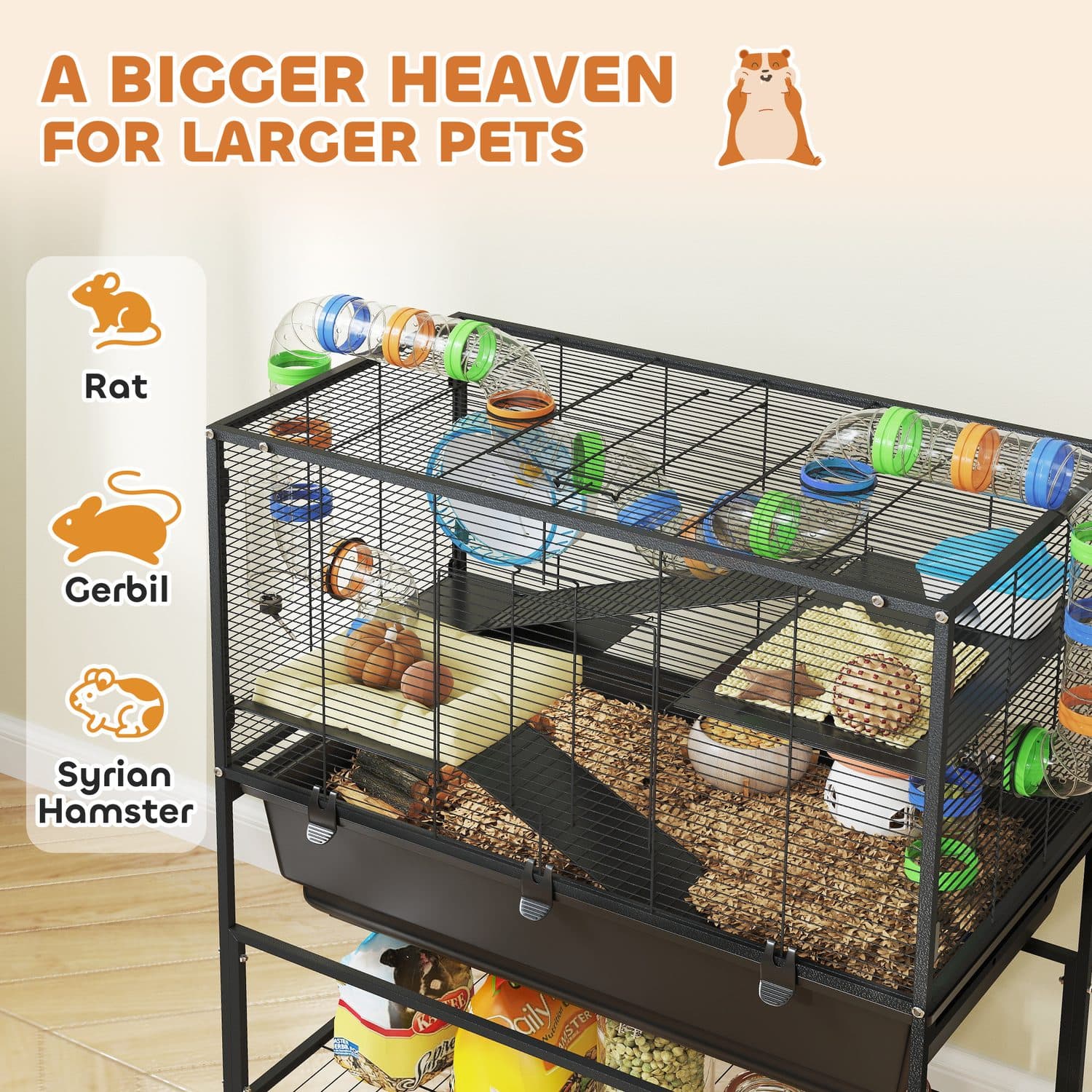 PawHut Rolling Hamster Cage for Syrian Hamsters & Rats - image 3
