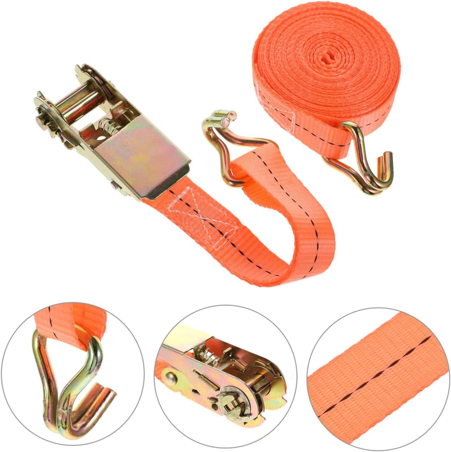 4-Pack Ratchet Tie-Down Straps — 800kg, 6 Metres, With J-Hooks - image 1