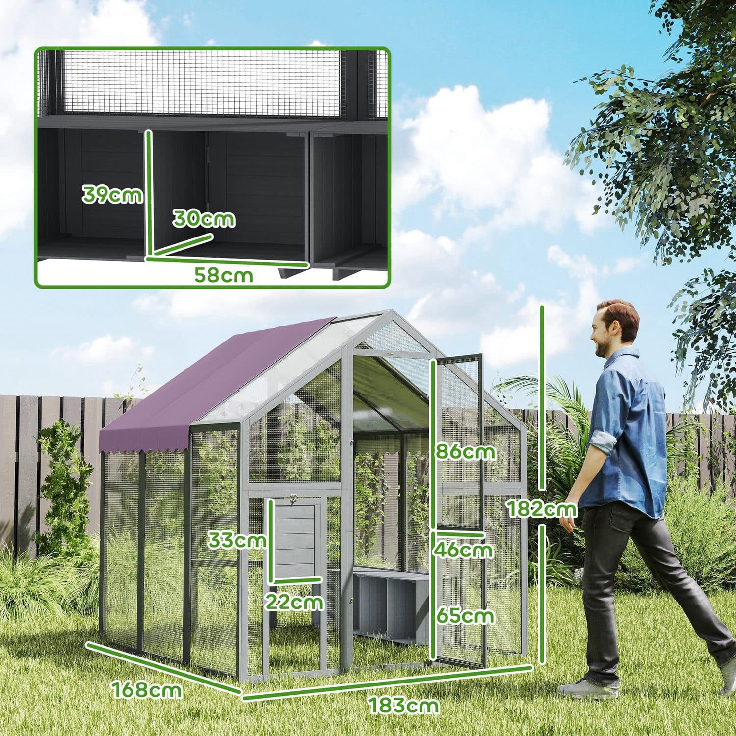 PawHut Walk-In Chicken Run With Waterproof & Anti-UV Cover - image 3