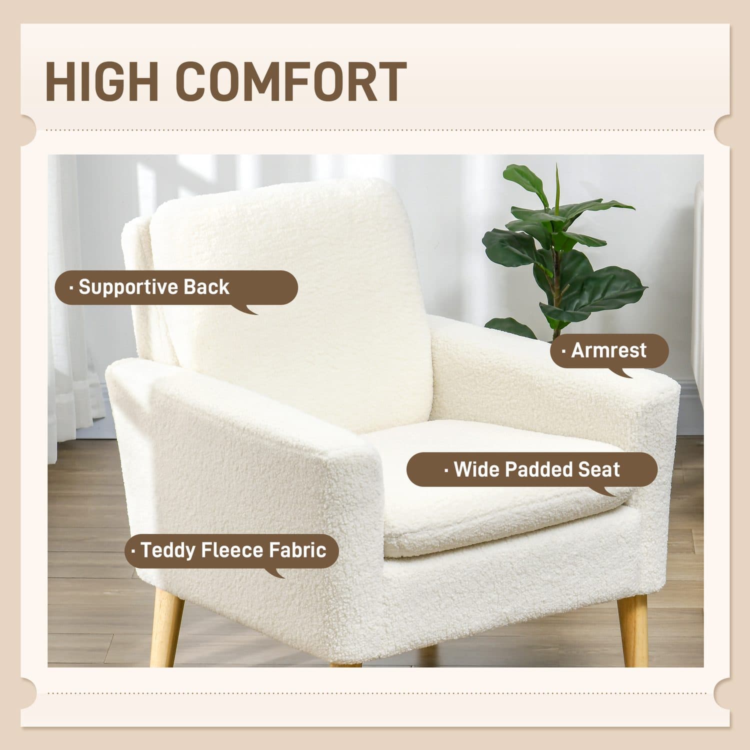 Cream White Teddy Fleece Armchair - image 5