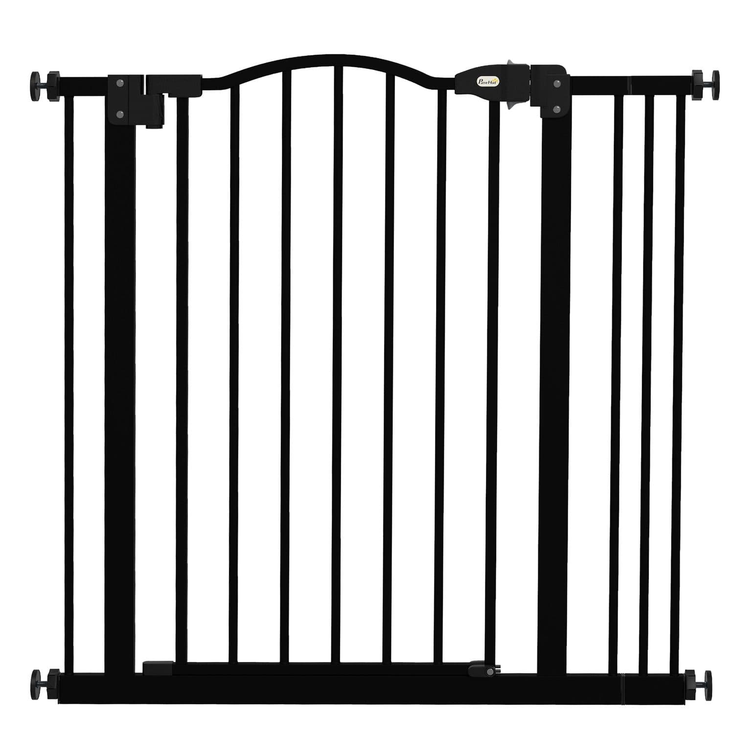 Black Metal Pet Safety Gate With Auto-Close Door, 74–87 cm Wide