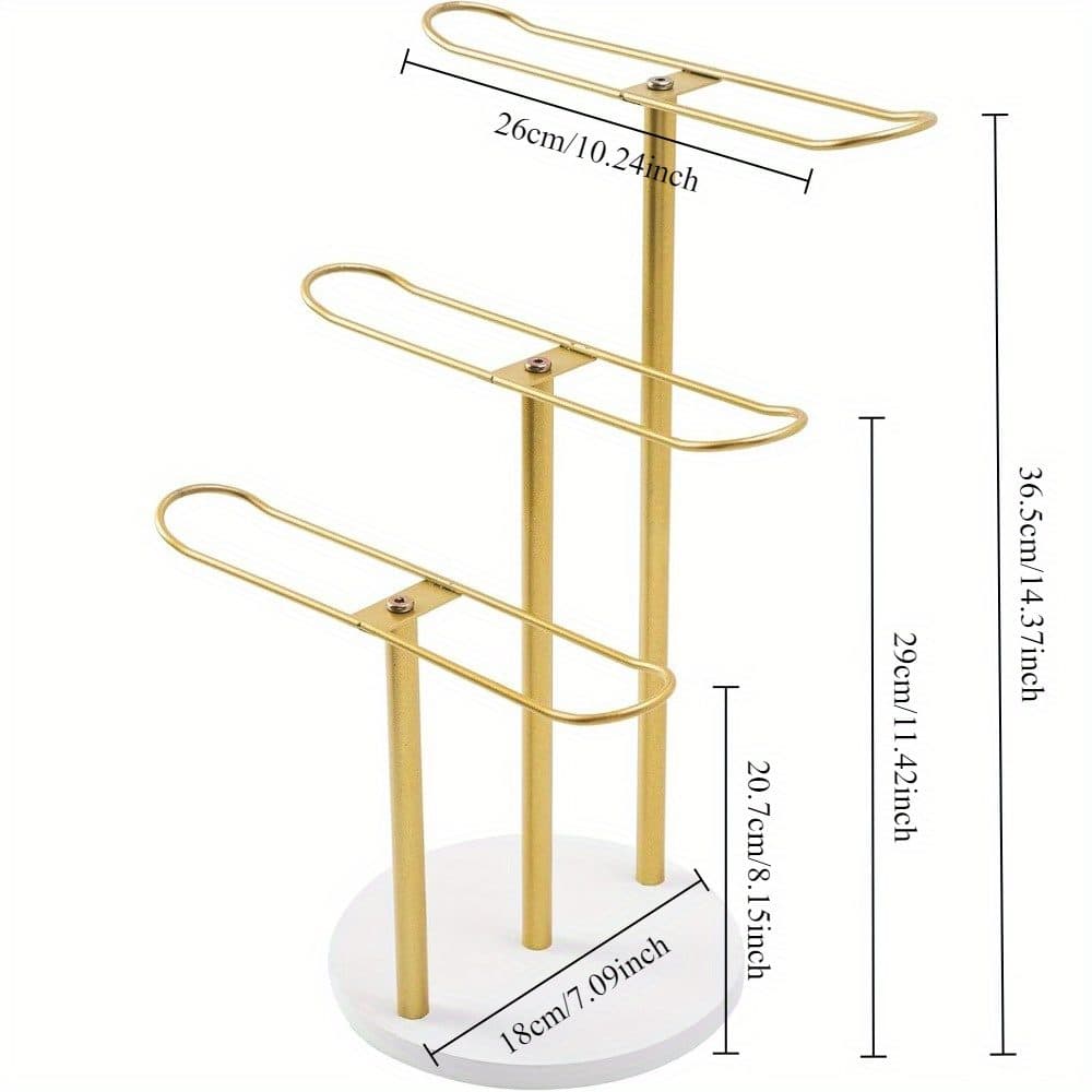 3-Tier Gold Jewellery Stand & Headband Organiser - image 1
