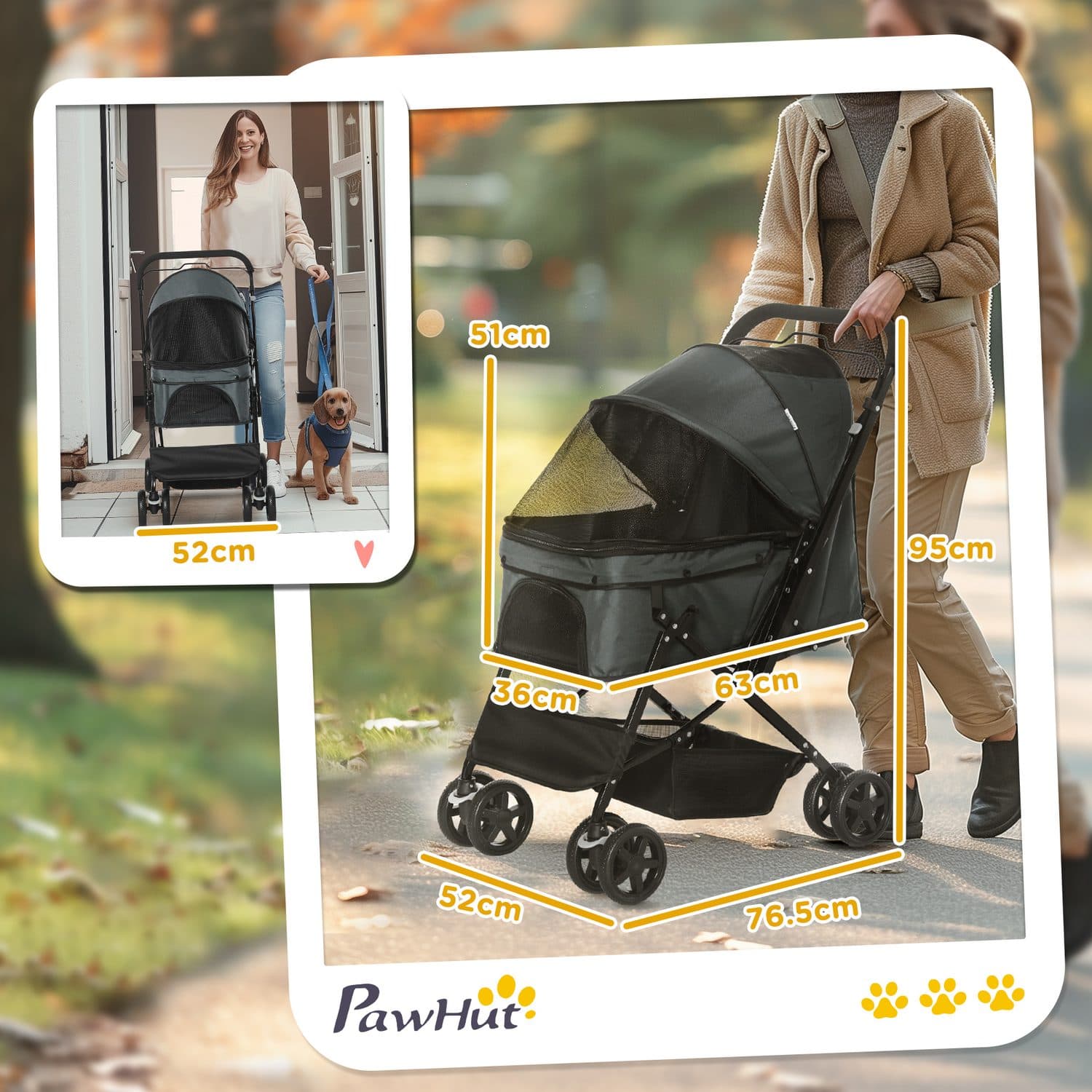 Pet Stroller Pushchair with Reversible Handle - image 2