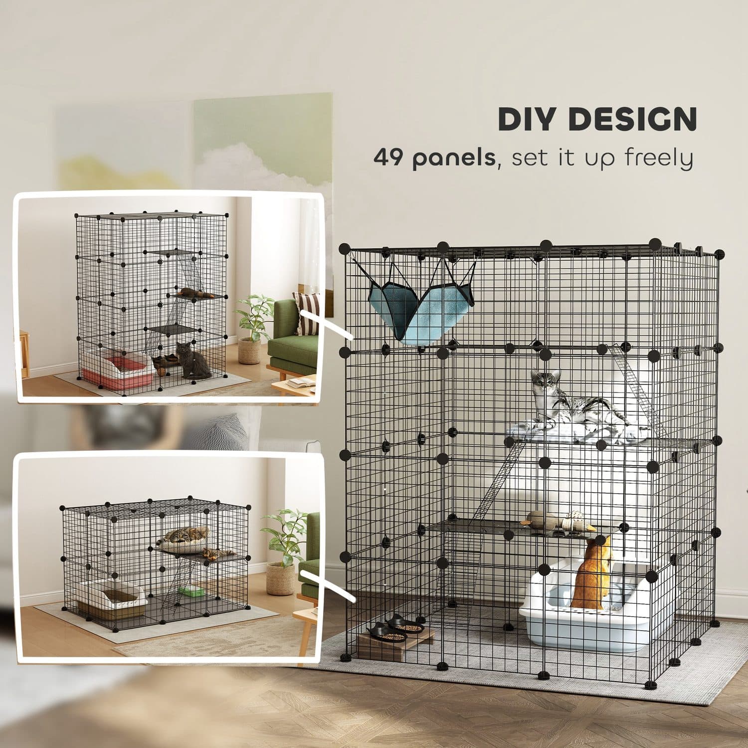 Four-Tier DIY Cat Cage with Hammock and Ramps - image 1