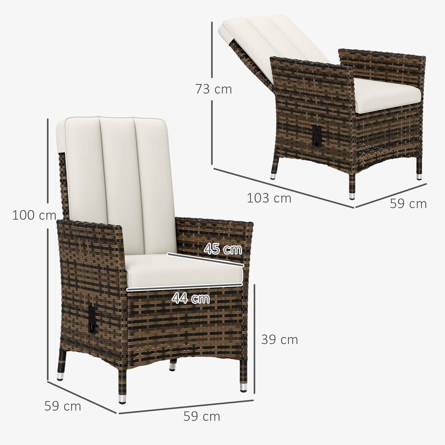 Cream Rattan Recliner - image 4