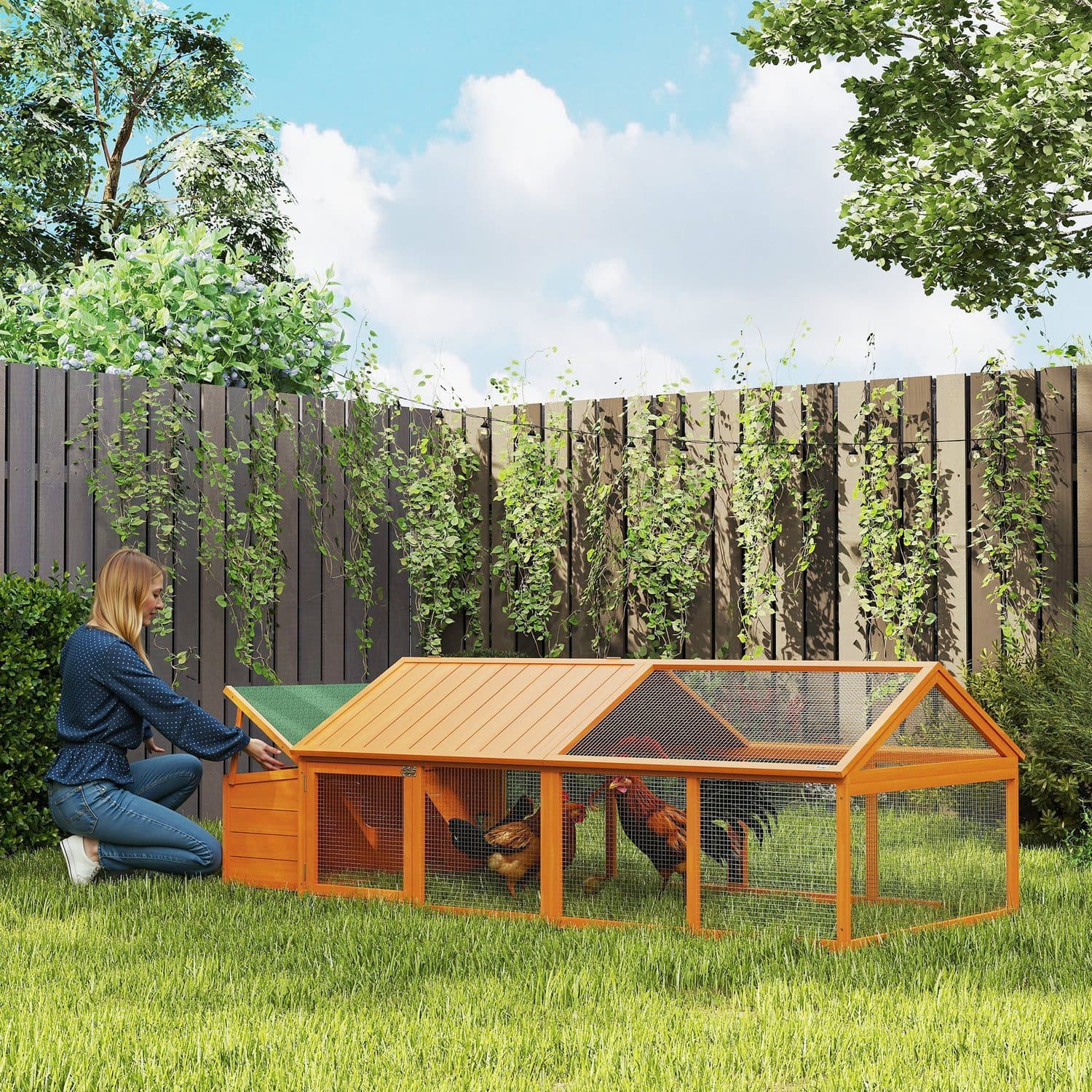 PawHut Wooden Chicken Coop with Nesting Box and Openable Roof - image 1