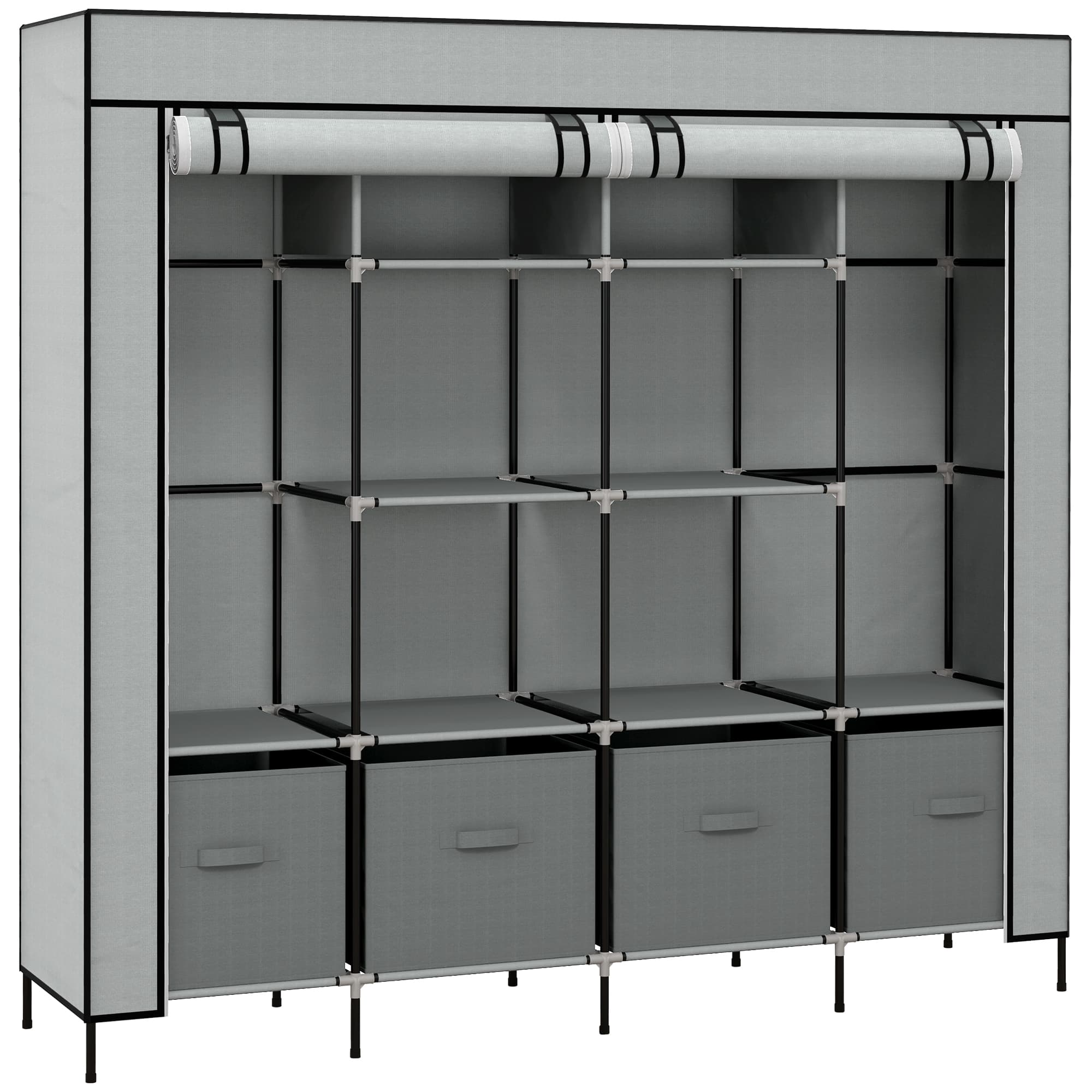 Dark Grey Portable Fabric Wardrobe