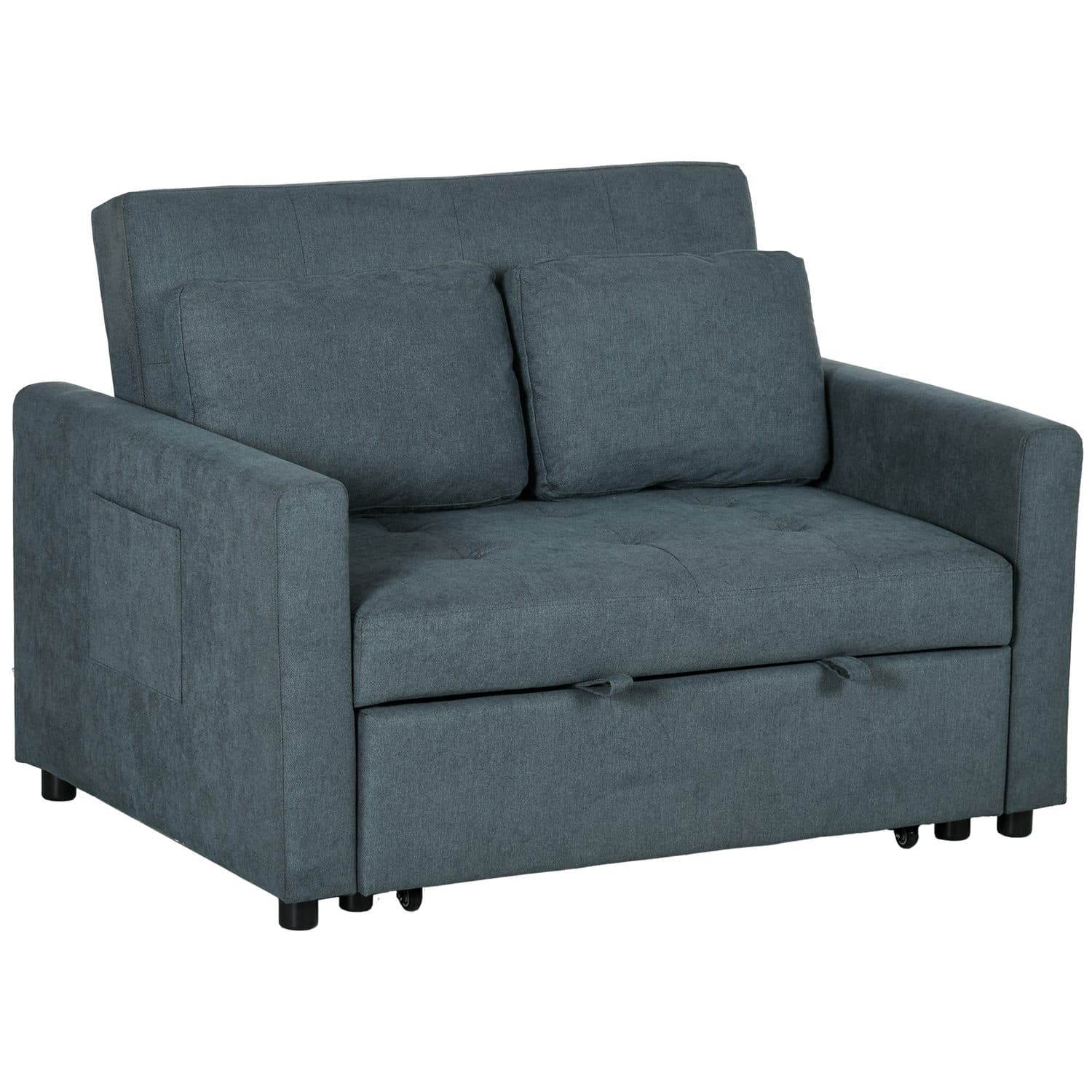 Charcoal Grey Velvet Loveseat Sofa Bed - Charcoal grey