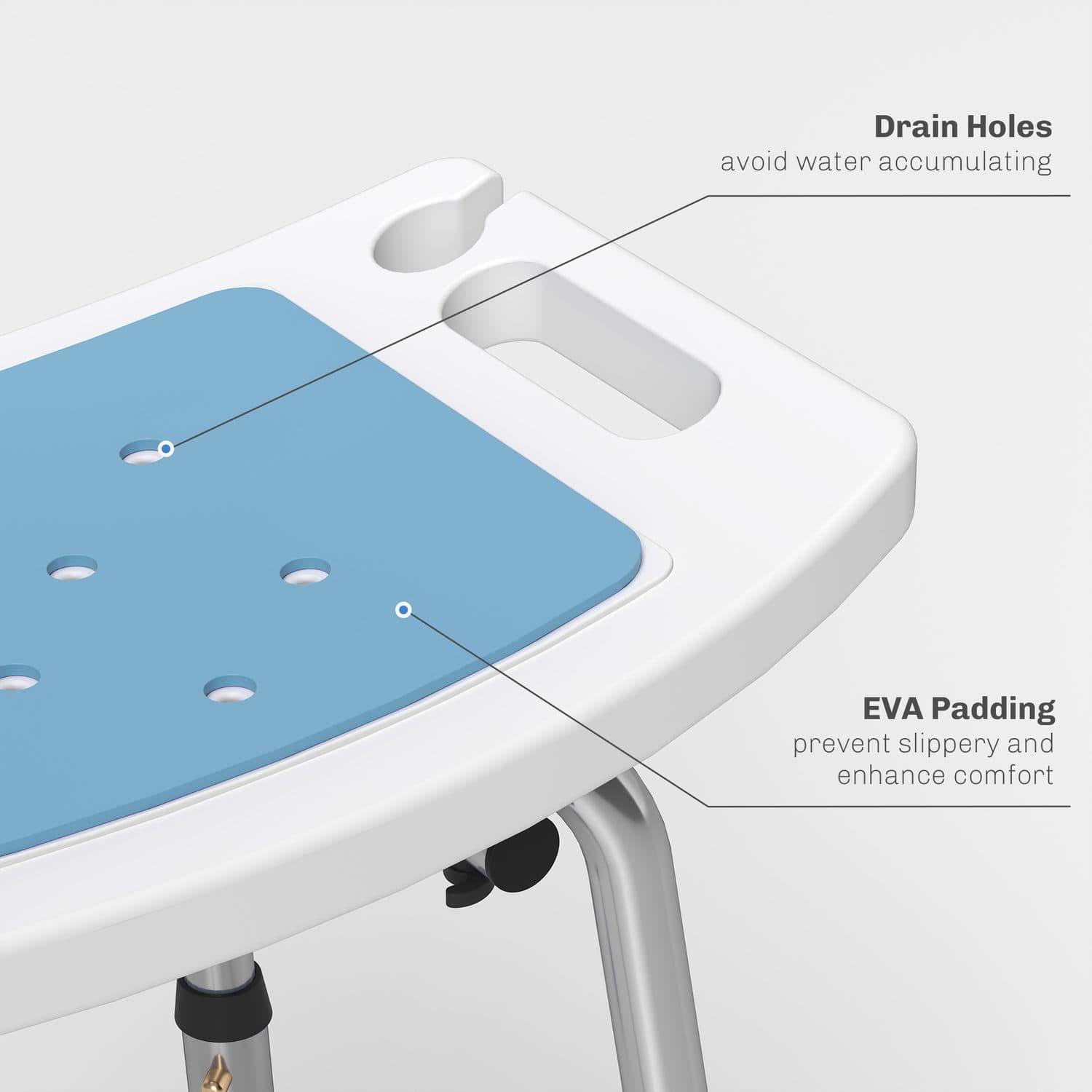 Light Blue Shower Chair with Supportive Backrest - image 4