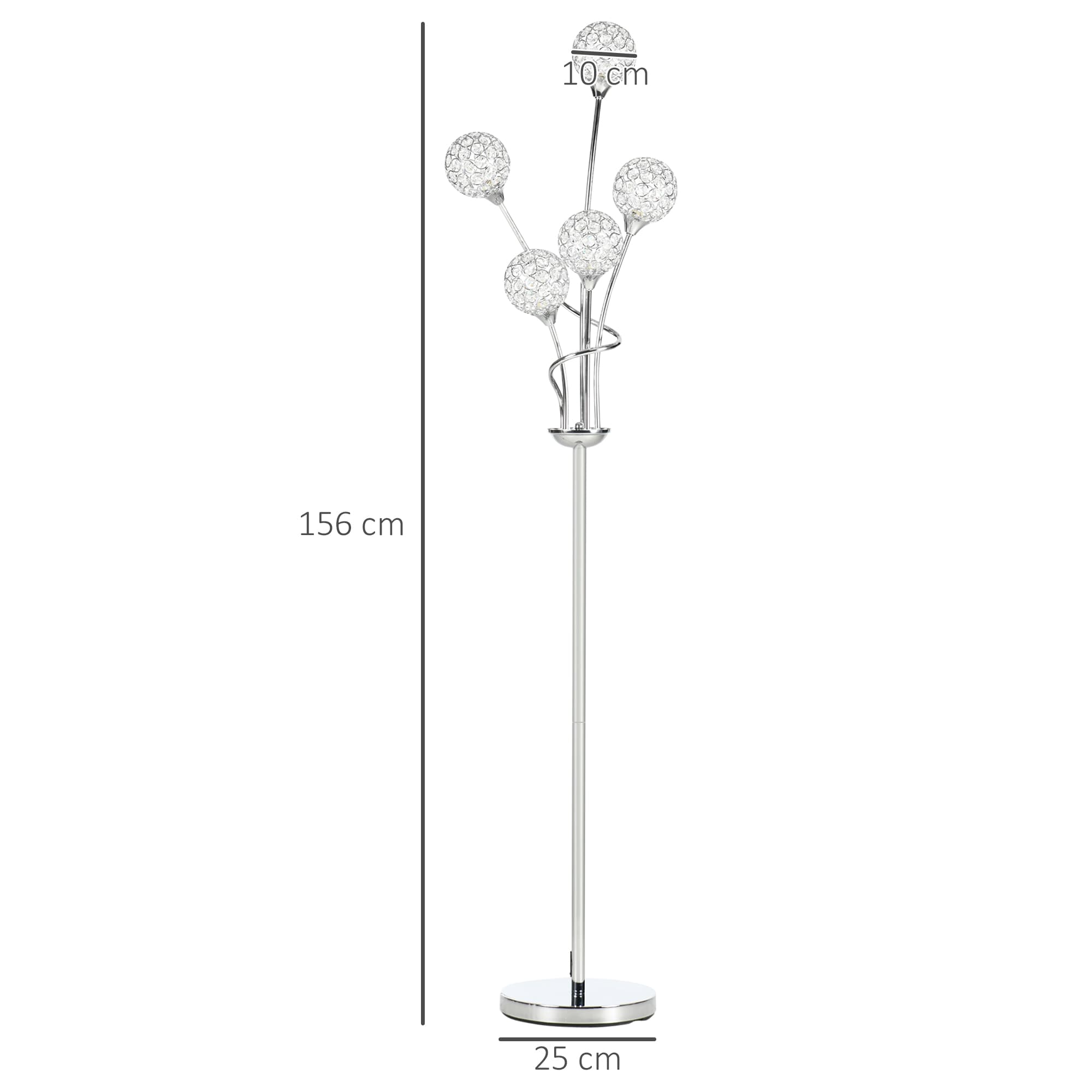 5-Light Silver Crystal Floor Lamp - image 4