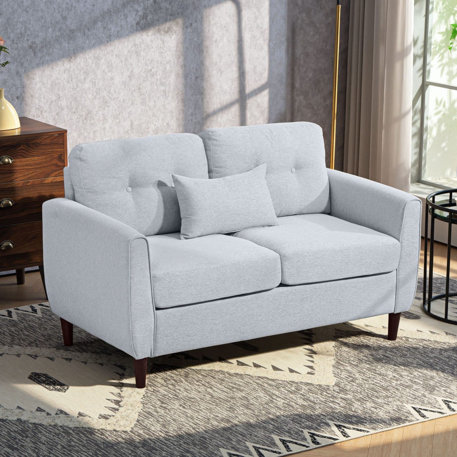 Light Grey 2 Seater Fabric Sofa - image 1