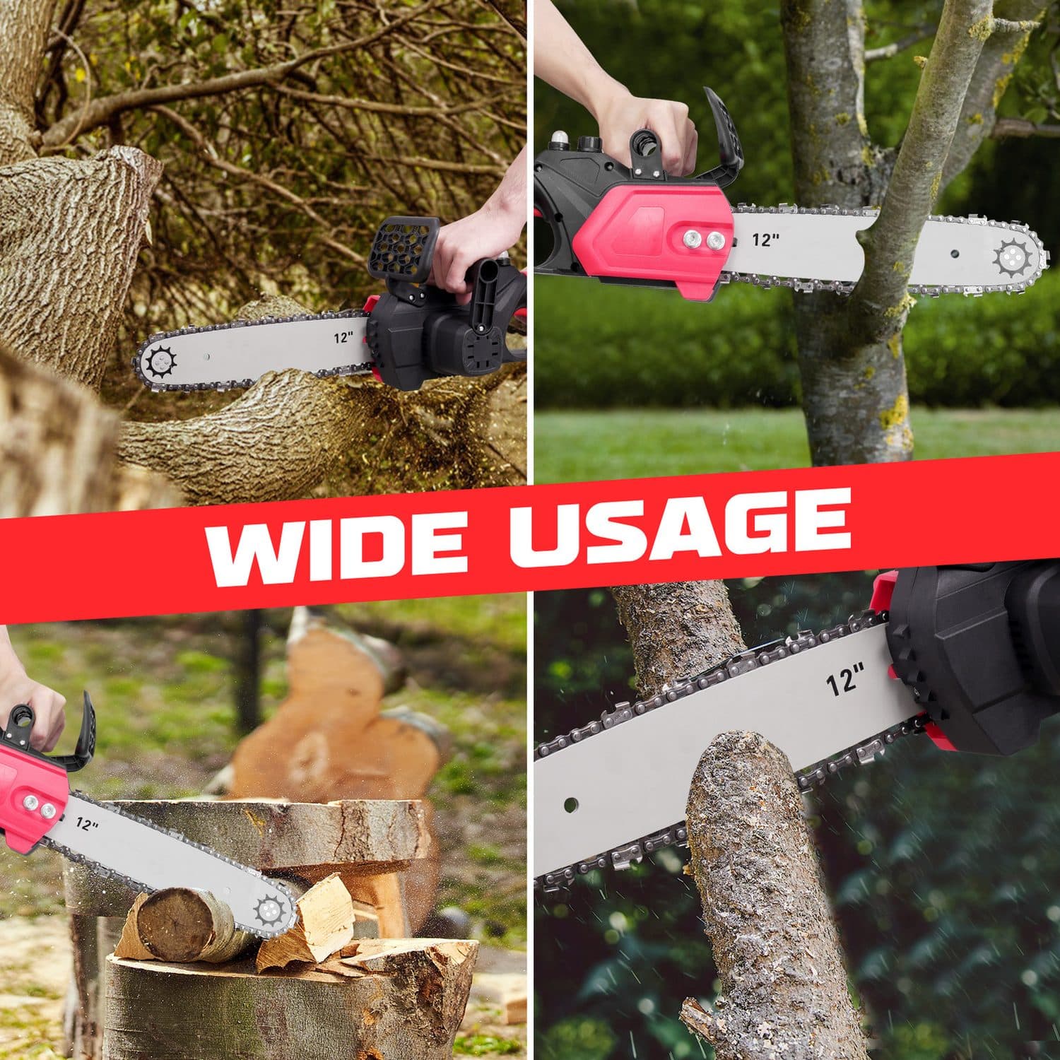 Cut branches with a 12 inch cordless chainsaw kit - image 3