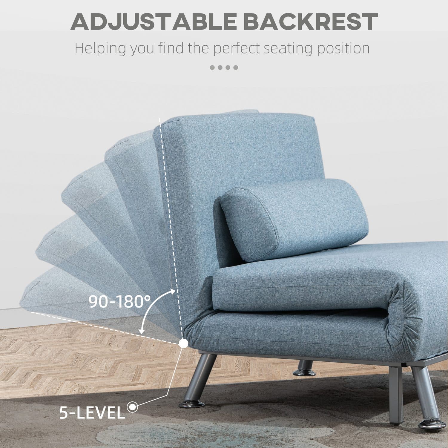 Sky Blue 3-in-1 Chair Bed - image 3