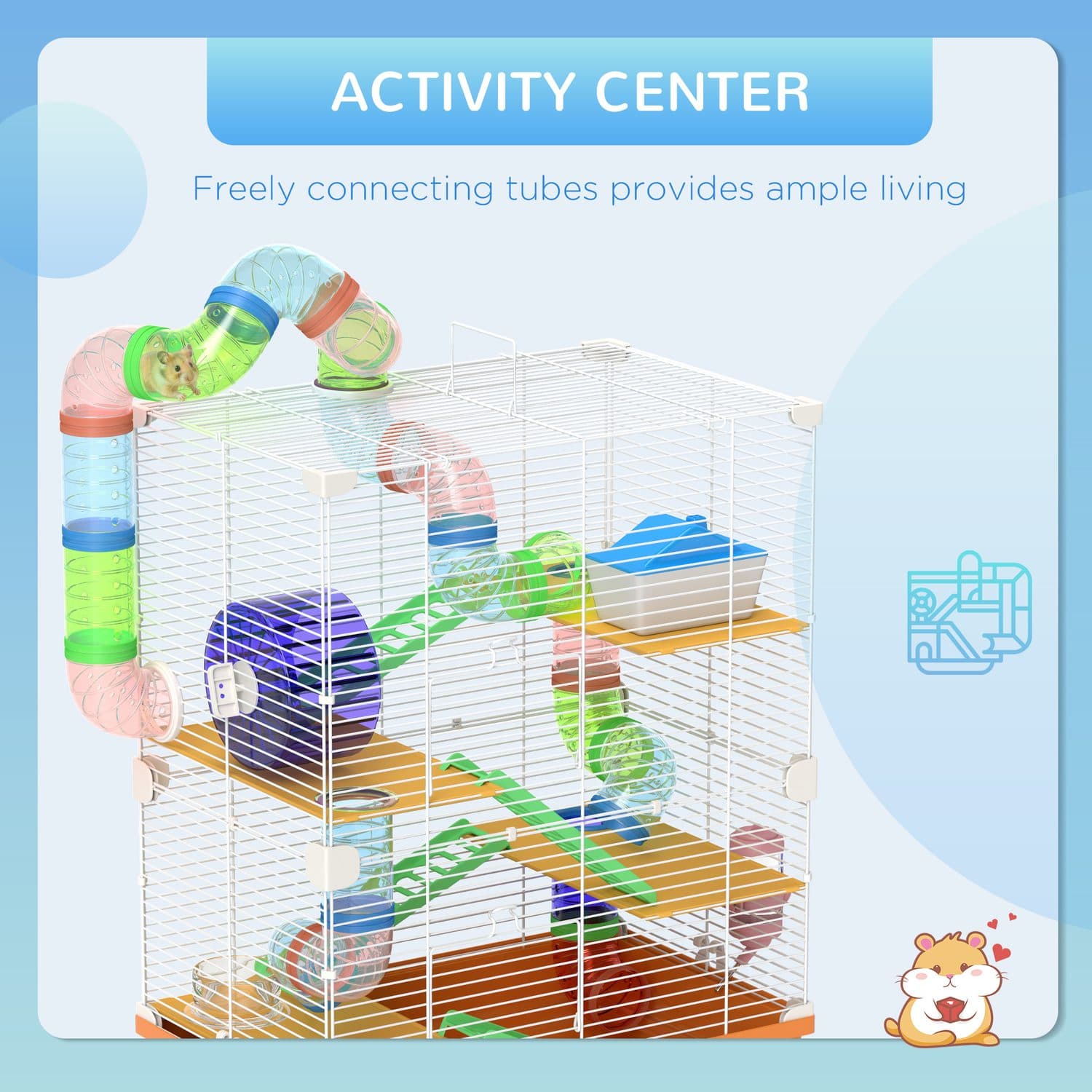 PawHut 5-Tier Hamster Cage Carrier - image 1