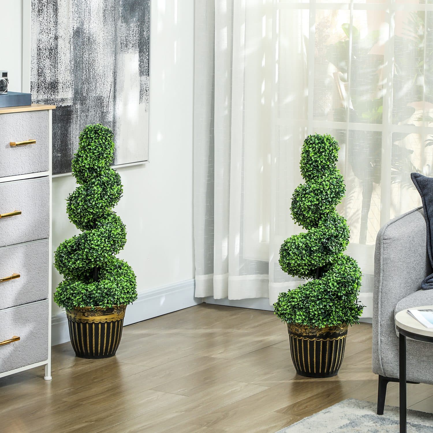 90cm Artificial Spiral Boxwood Trees - image 2