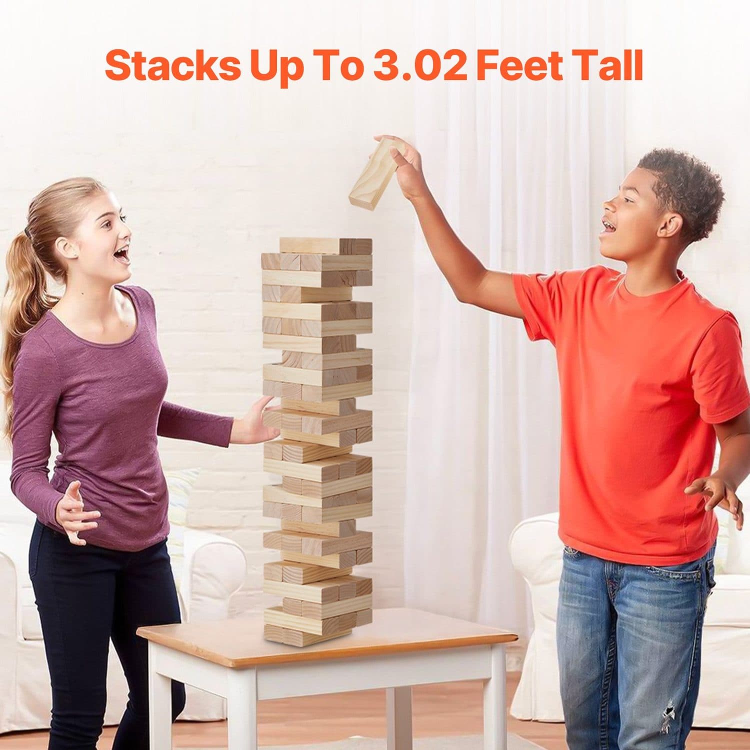 Tumble Tower Game: 54 Premium Pine Blocks for Family Fun - image 3