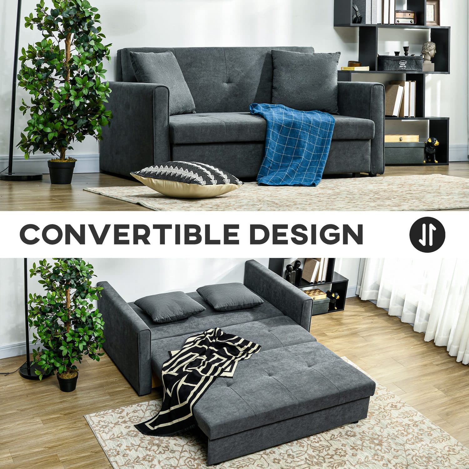 Dark Grey 2 Seater Sofa Bed - image 1