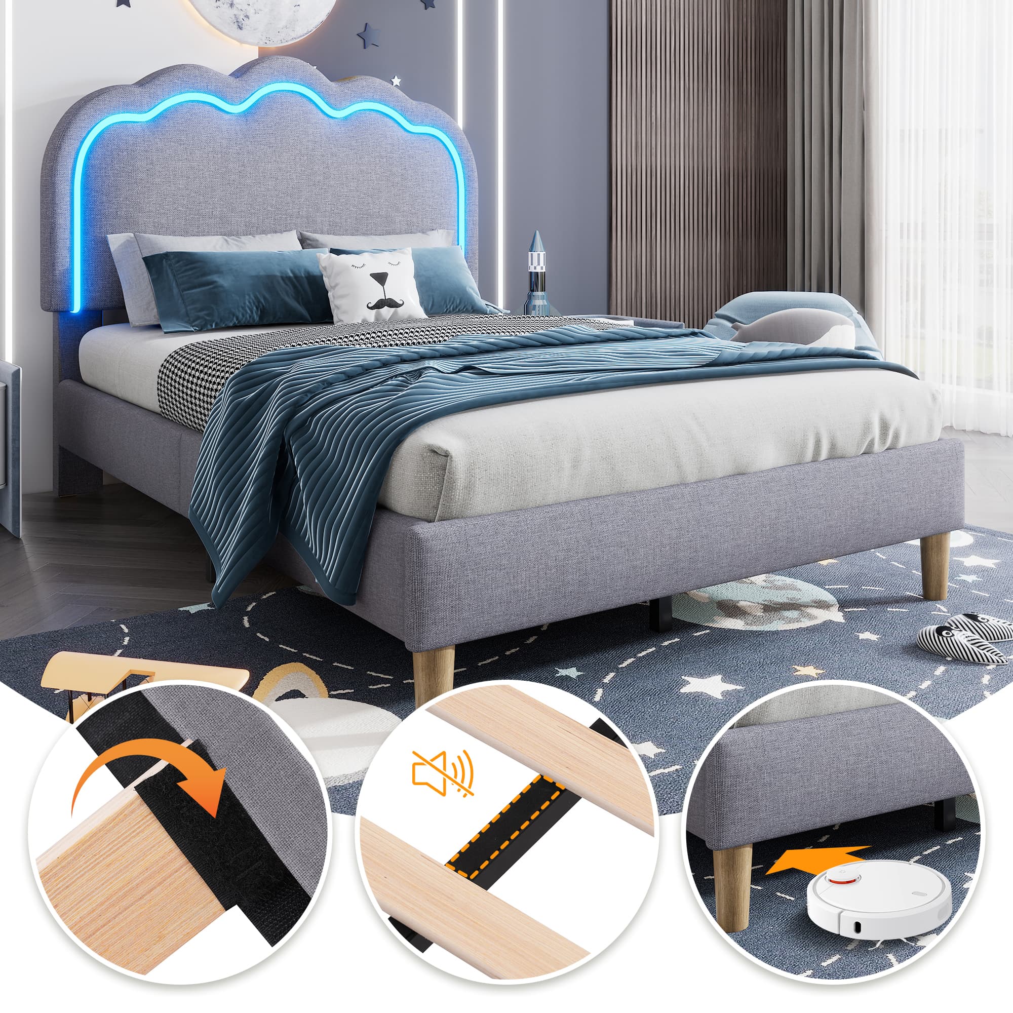 LED Single Bed Frame - image 1