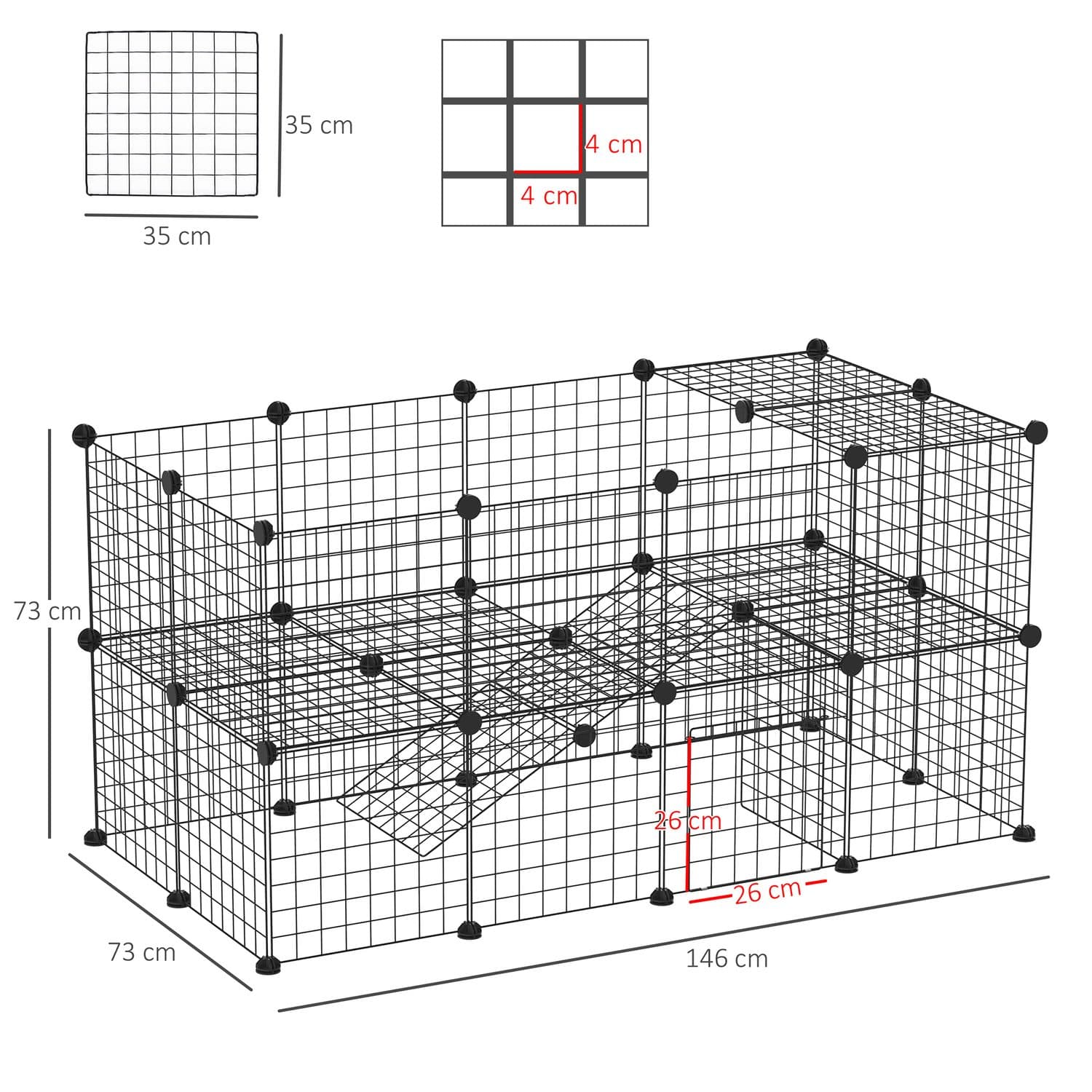 PawHut 36 Panel Metal Wire Playpen for Rabbits and Small Animals - image 3
