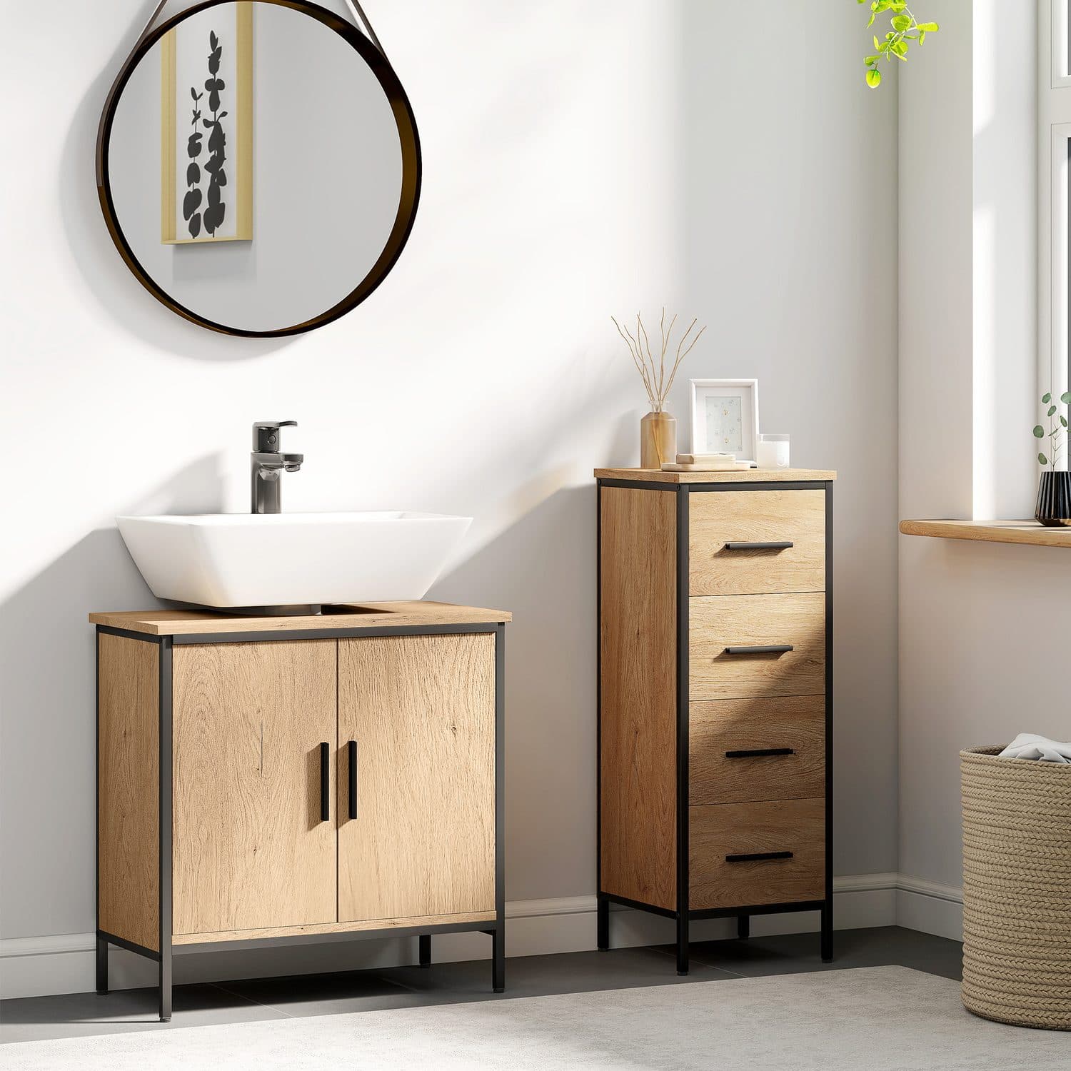 Industrial Oak Under Sink Cabinet for Effortless Organisation - image 1
