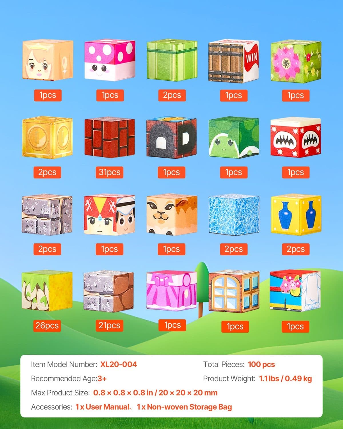 100 Piece Magnetic Building Blocks Set for Kids - image 8
