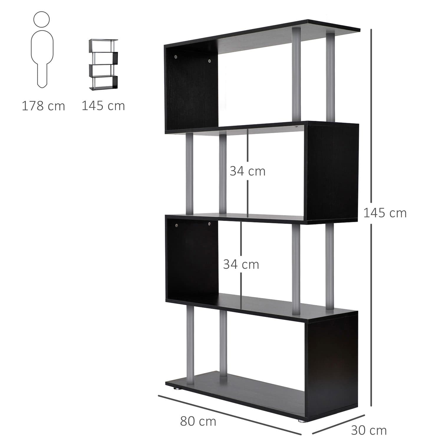Modern 5-Tier S-Shape Bookcase - image 2